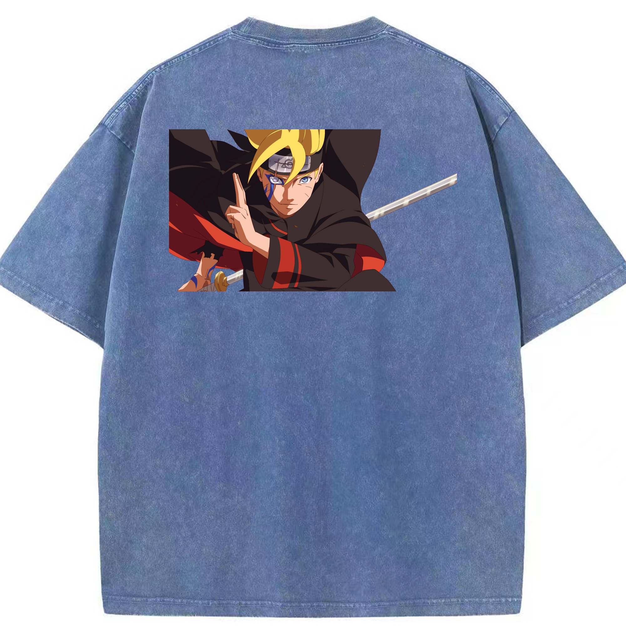 （画像用） NARUTO -ナルト- うずまき ボルト Uzumaki Boruto 綿100% ヴィンテージ風 半袖Tシャツ（背面プリント）