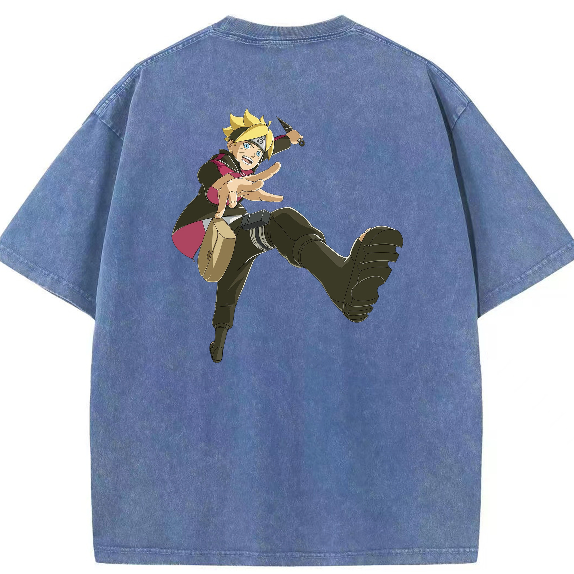 （画像用） NARUTO -ナルト- うずまき ボルト Uzumaki Boruto 綿100% ヴィンテージ風 半袖Tシャツ（背面プリント）