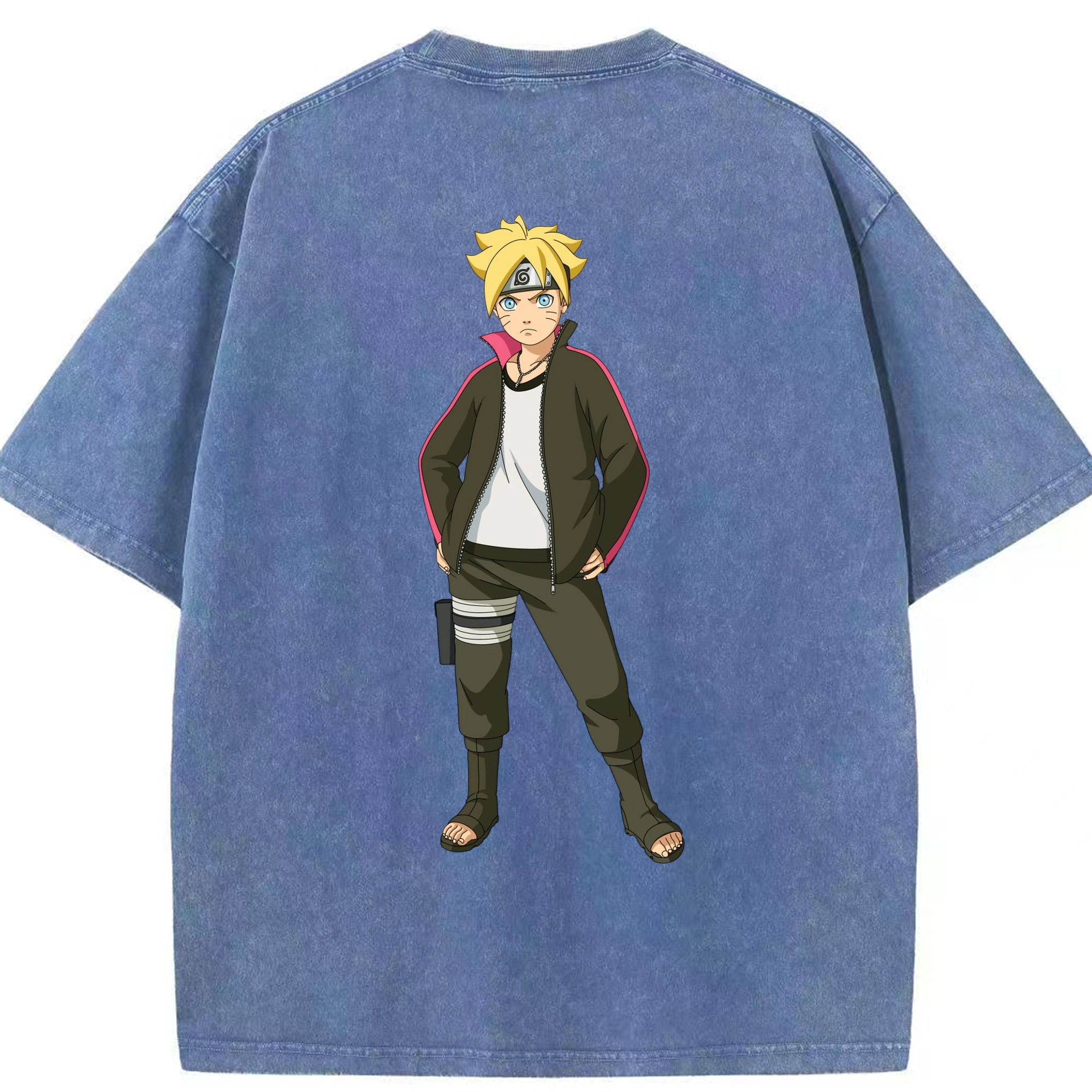 （画像用） NARUTO -ナルト- うずまき ボルト Uzumaki Boruto 綿100% ヴィンテージ風 半袖Tシャツ（背面プリント）
