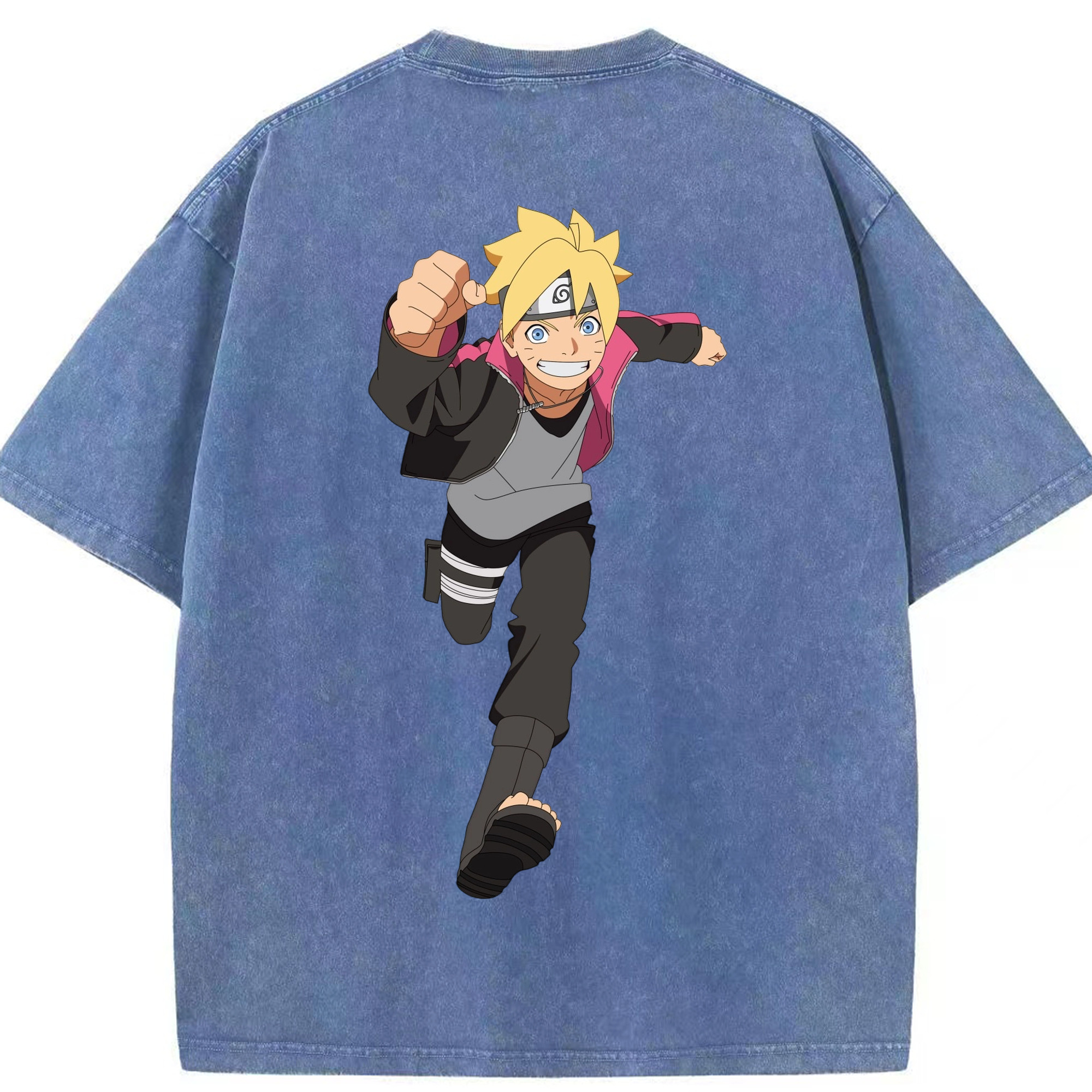 （画像用） NARUTO -ナルト- うずまき ボルト Uzumaki Boruto 綿100% ヴィンテージ風 半袖Tシャツ（背面プリント）