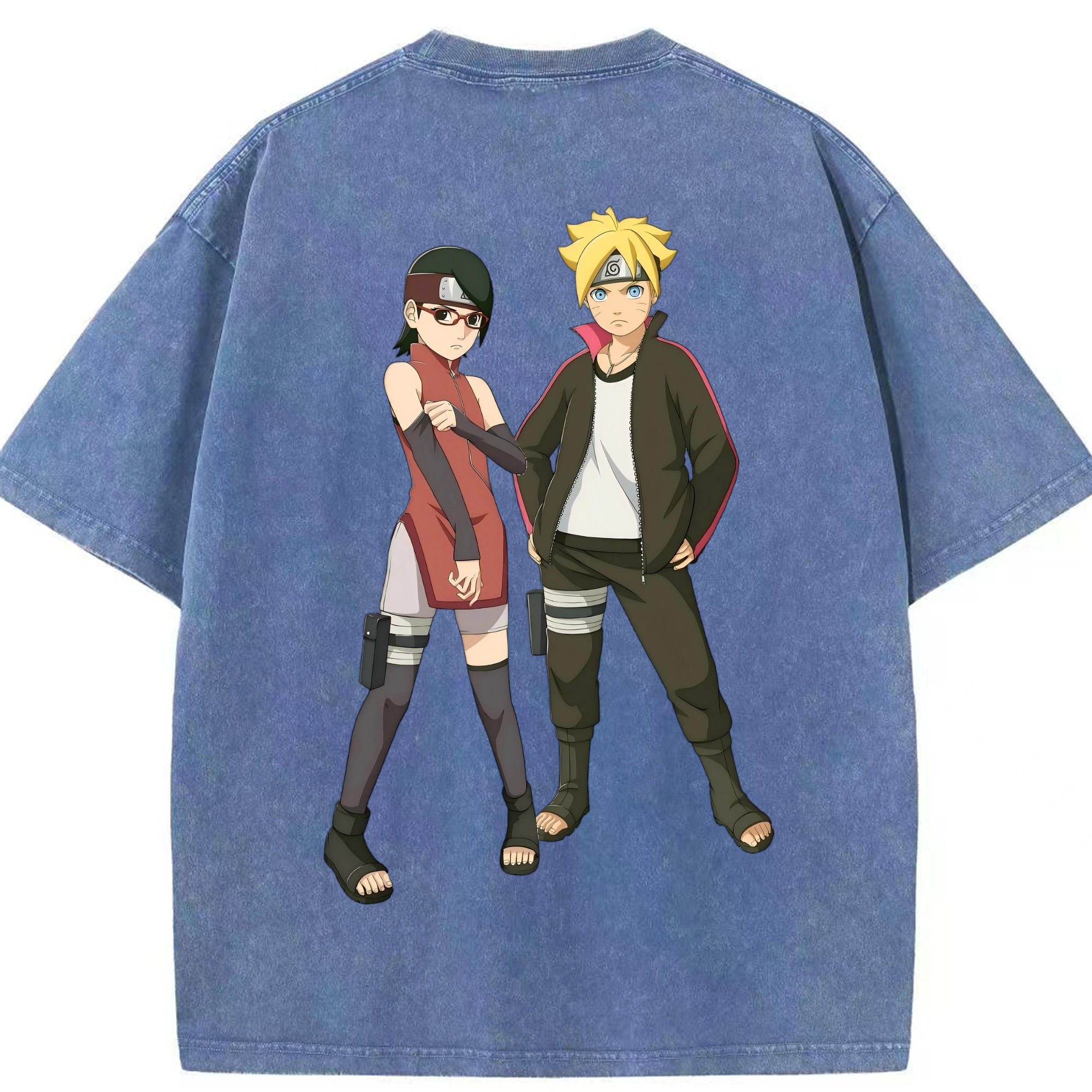 （画像用） NARUTO -ナルト- うずまき ボルト Uzumaki Boruto 綿100% ヴィンテージ風 半袖Tシャツ（背面プリント）