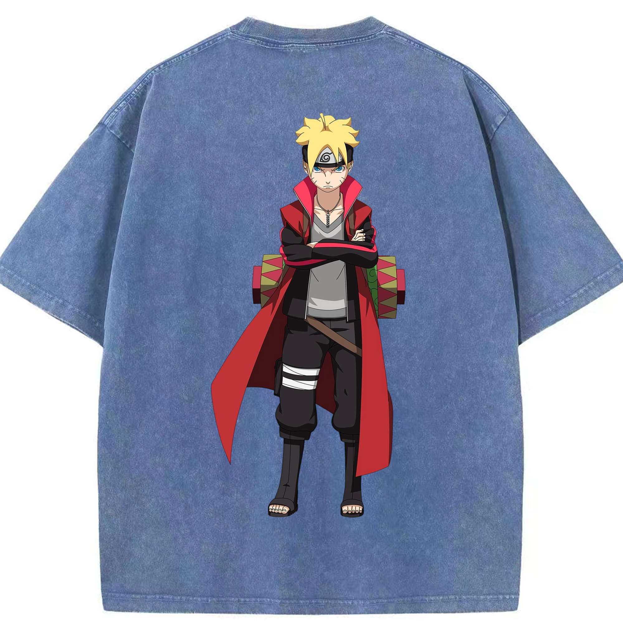 （画像用） NARUTO -ナルト- うずまき ボルト Uzumaki Boruto 綿100% ヴィンテージ風 半袖Tシャツ（背面プリント）