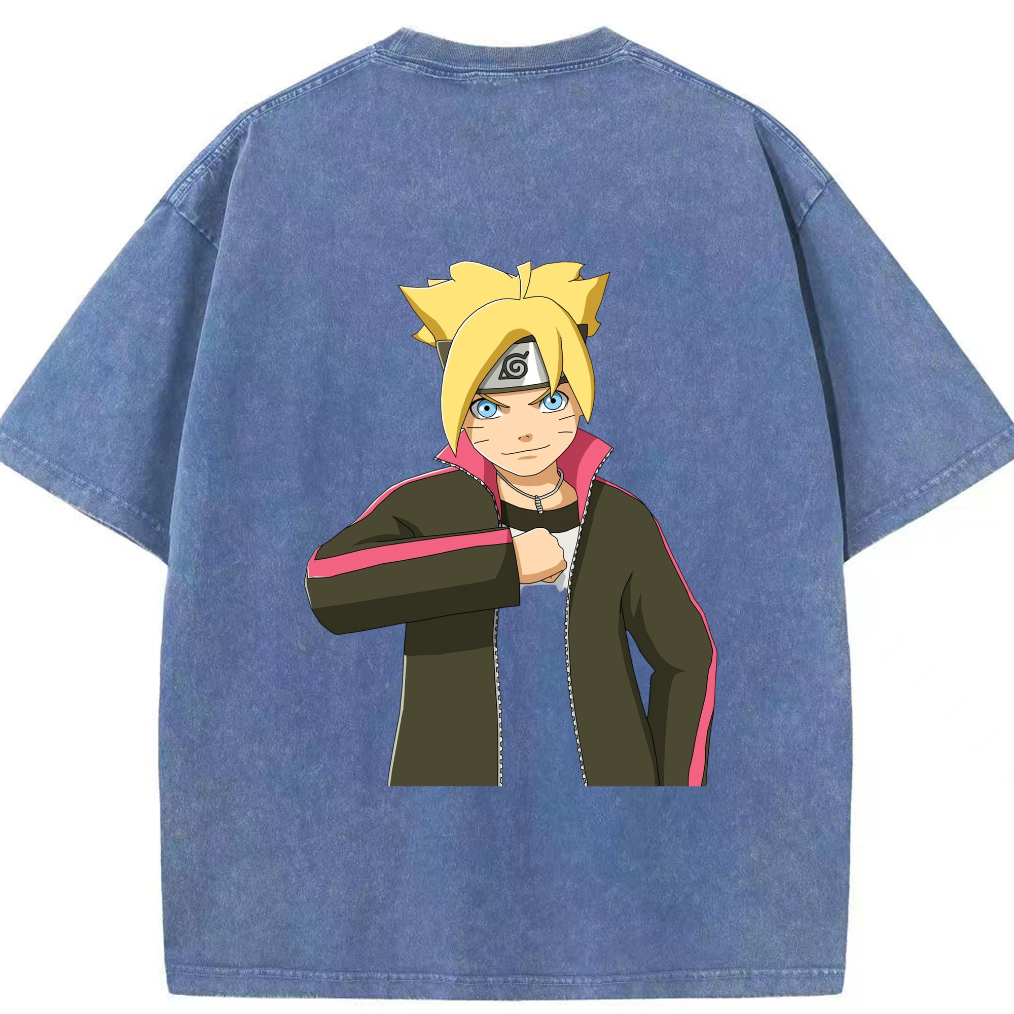 （画像用） NARUTO -ナルト- うずまき ボルト Uzumaki Boruto 綿100% ヴィンテージ風 半袖Tシャツ（背面プリント）