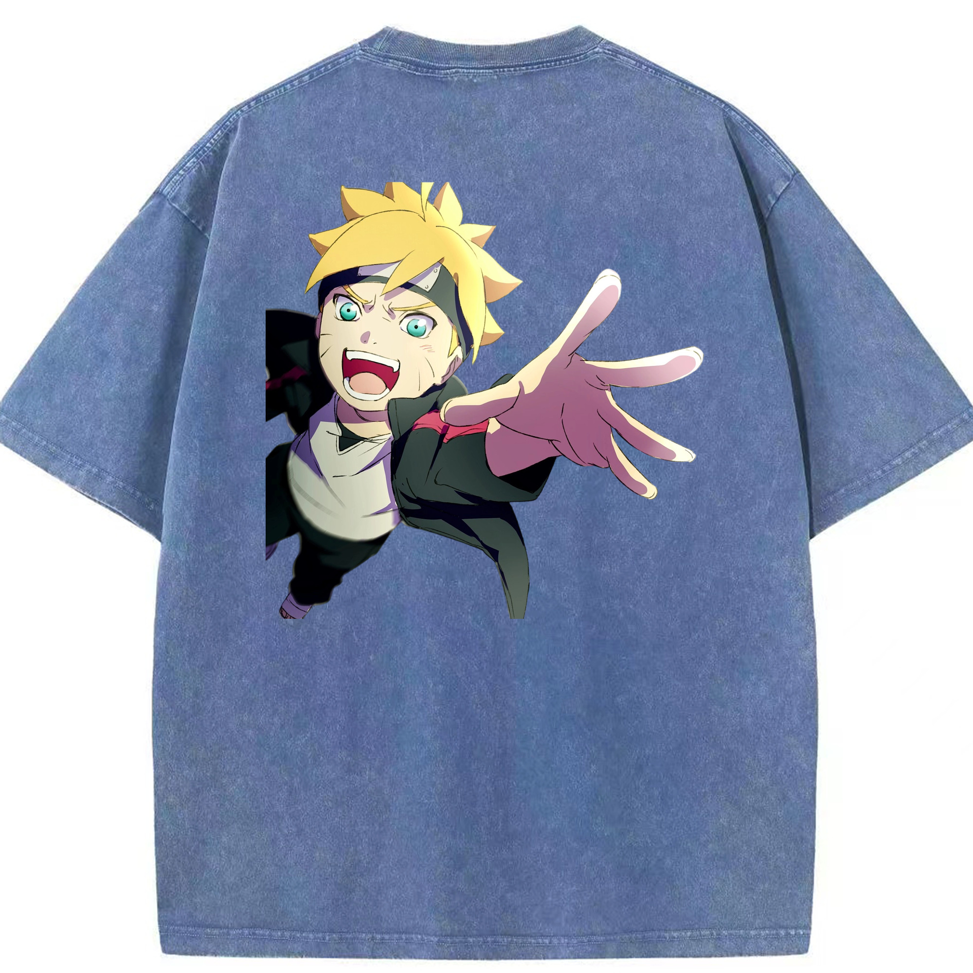 （画像用） NARUTO -ナルト- うずまき ボルト Uzumaki Boruto 綿100% ヴィンテージ風 半袖Tシャツ（背面プリント）