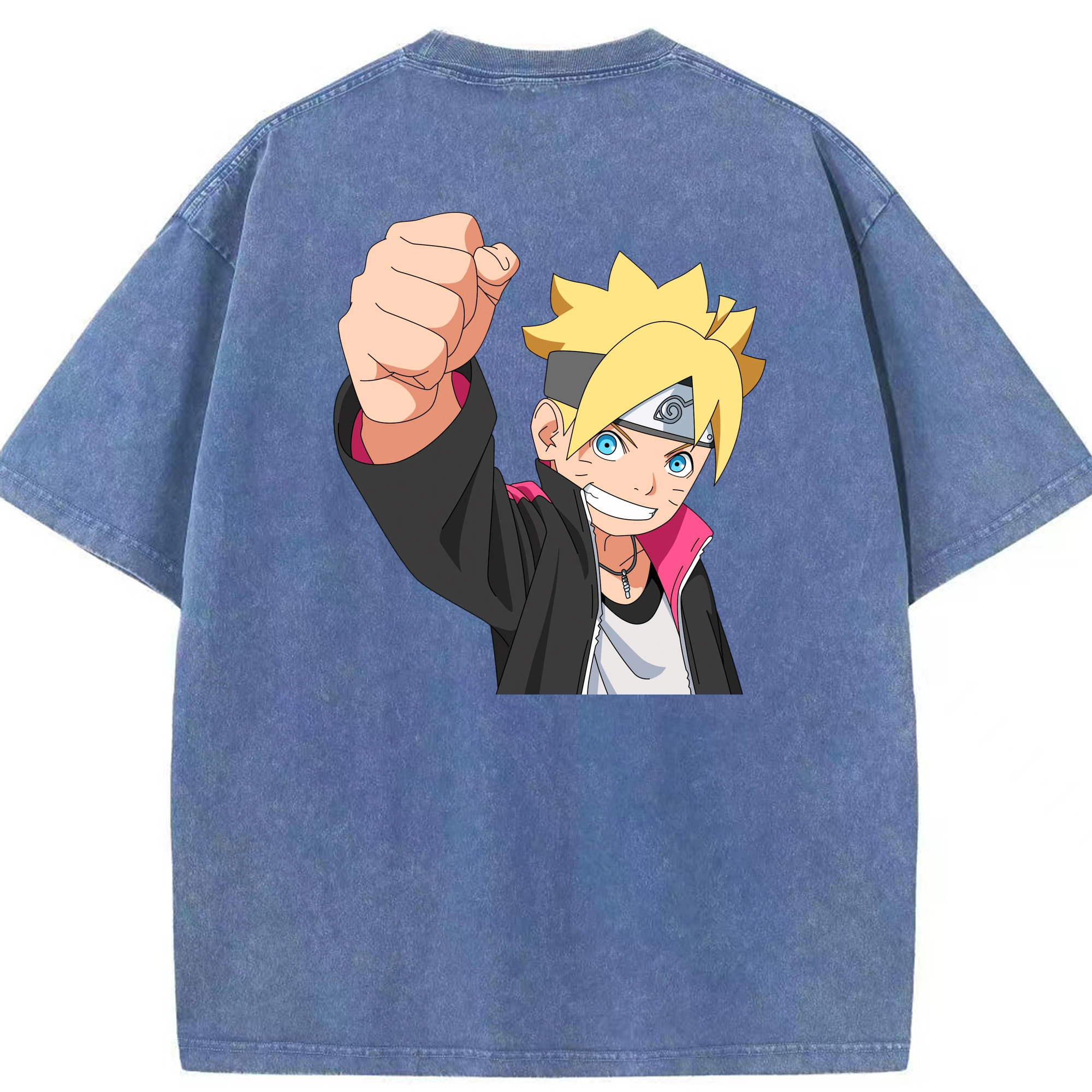 （画像用） NARUTO -ナルト- うずまき ボルト Uzumaki Boruto 綿100% ヴィンテージ風 半袖Tシャツ（背面プリント）