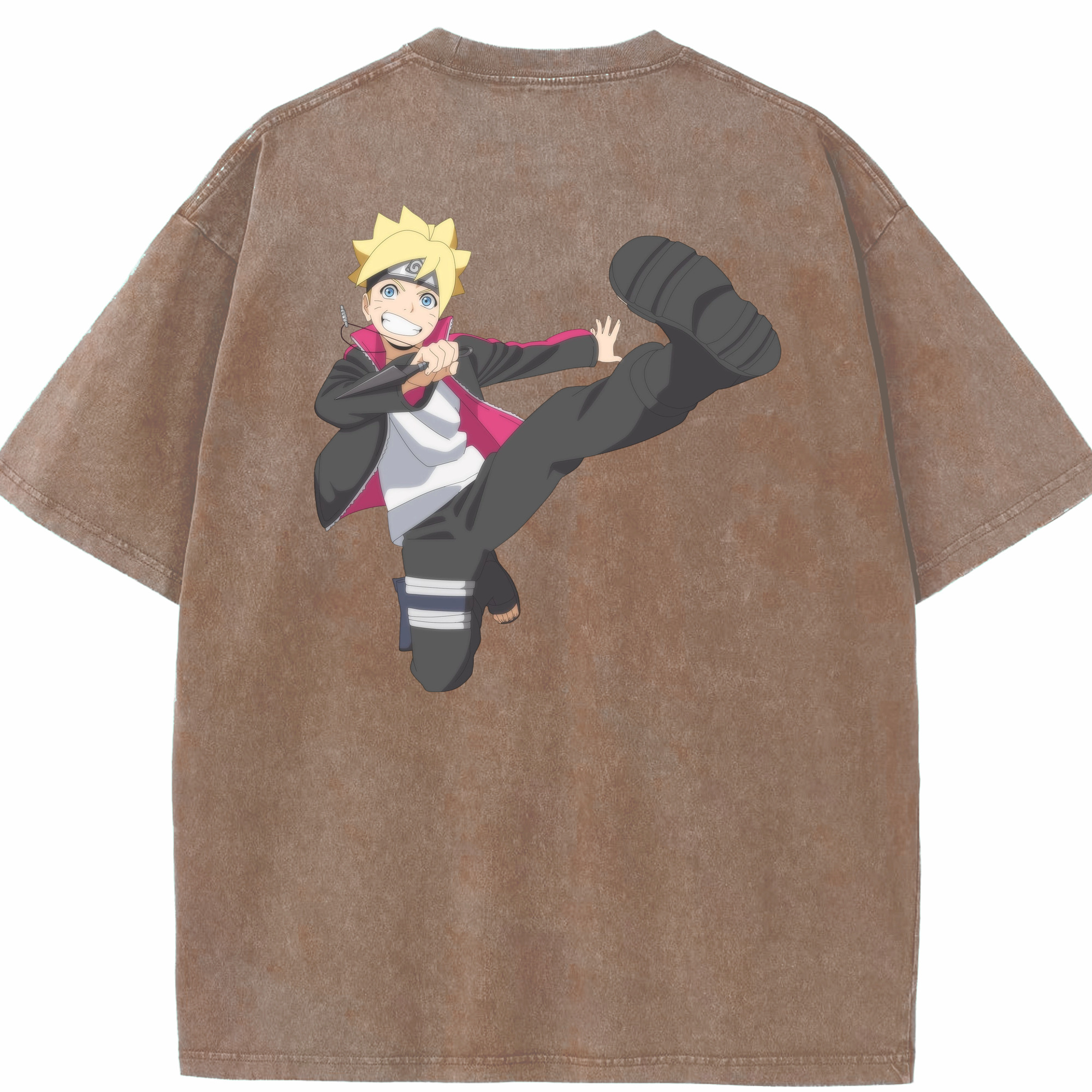 （画像用） NARUTO -ナルト- うずまき ボルト Uzumaki Boruto 綿100% ヴィンテージ風 半袖Tシャツ（背面プリント）