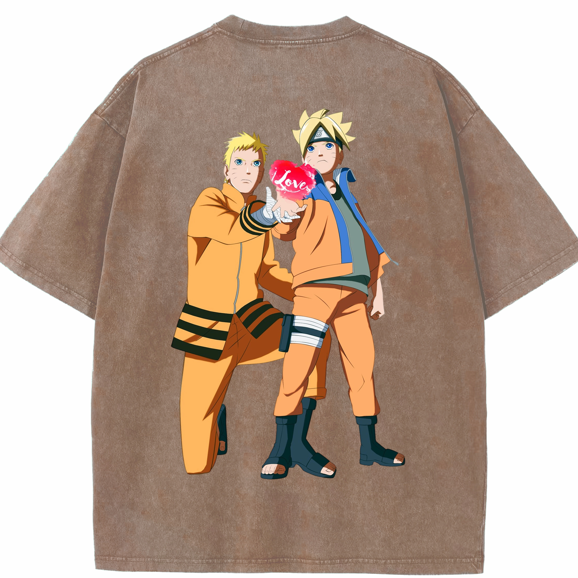 （画像用） NARUTO -ナルト- うずまき ボルト Uzumaki Boruto 綿100% ヴィンテージ風 半袖Tシャツ（背面プリント）