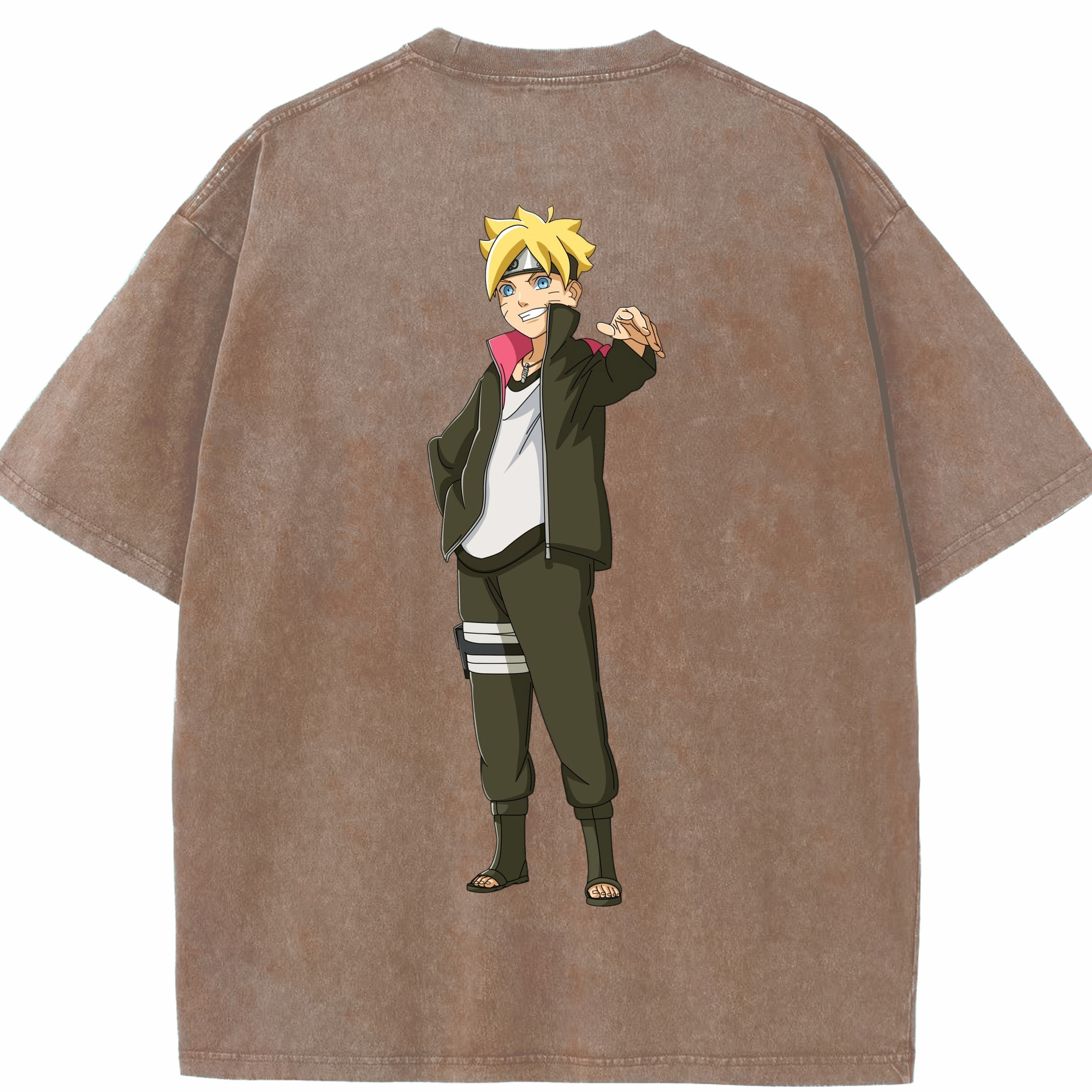 （画像用） NARUTO -ナルト- うずまき ボルト Uzumaki Boruto 綿100% ヴィンテージ風 半袖Tシャツ（背面プリント）
