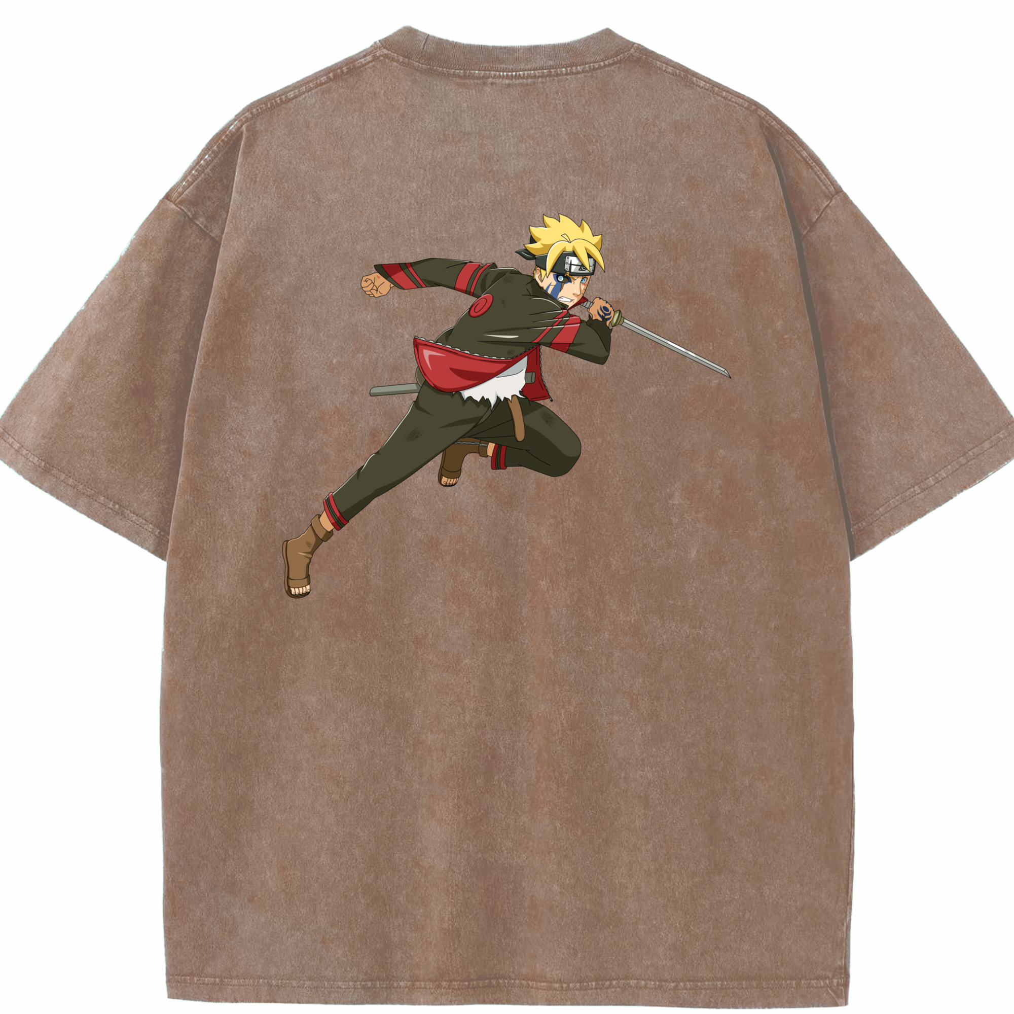 （画像用） NARUTO -ナルト- うずまき ボルト Uzumaki Boruto 綿100% ヴィンテージ風 半袖Tシャツ（背面プリント）