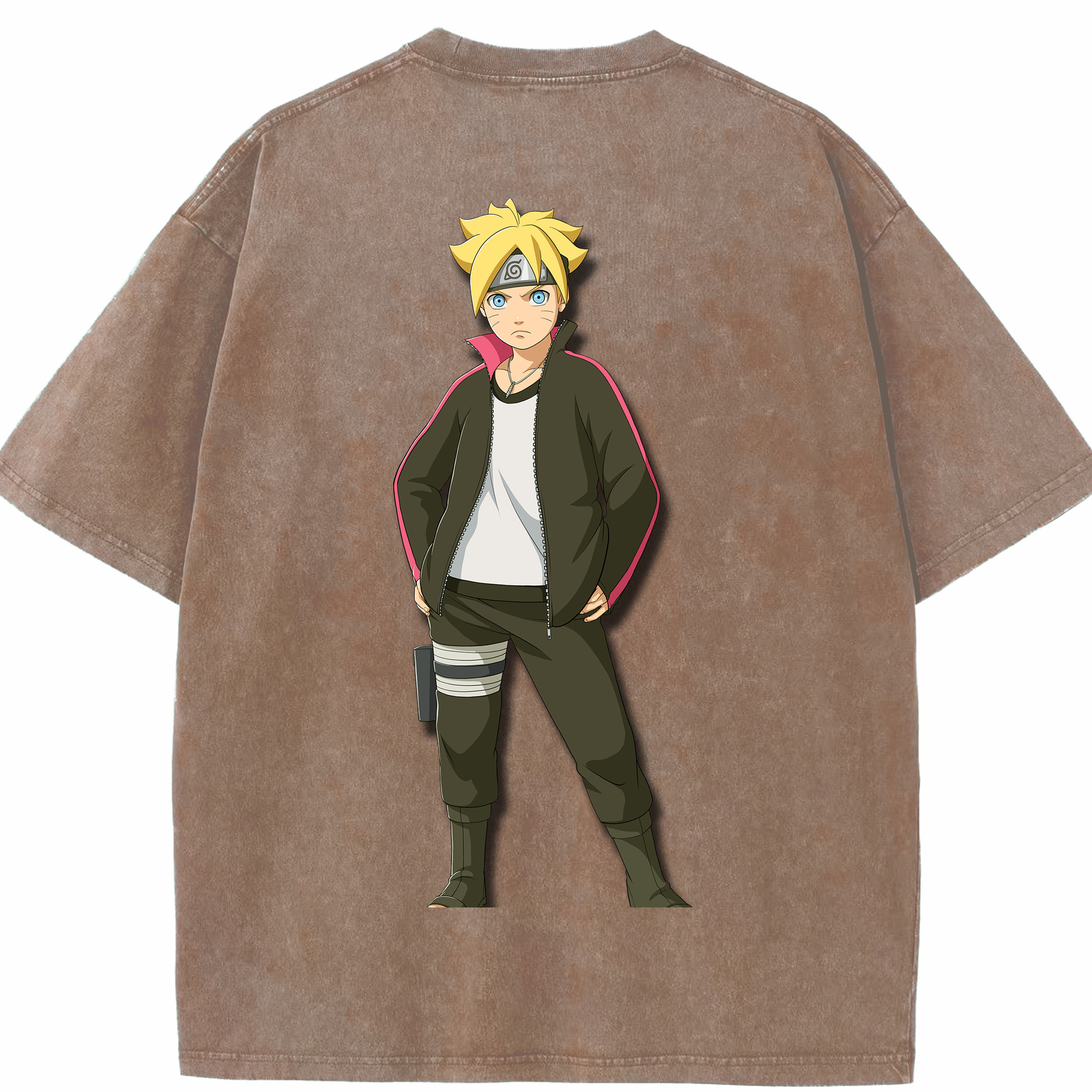 （画像用） NARUTO -ナルト- うずまき ボルト Uzumaki Boruto 綿100% ヴィンテージ風 半袖Tシャツ（背面プリント）