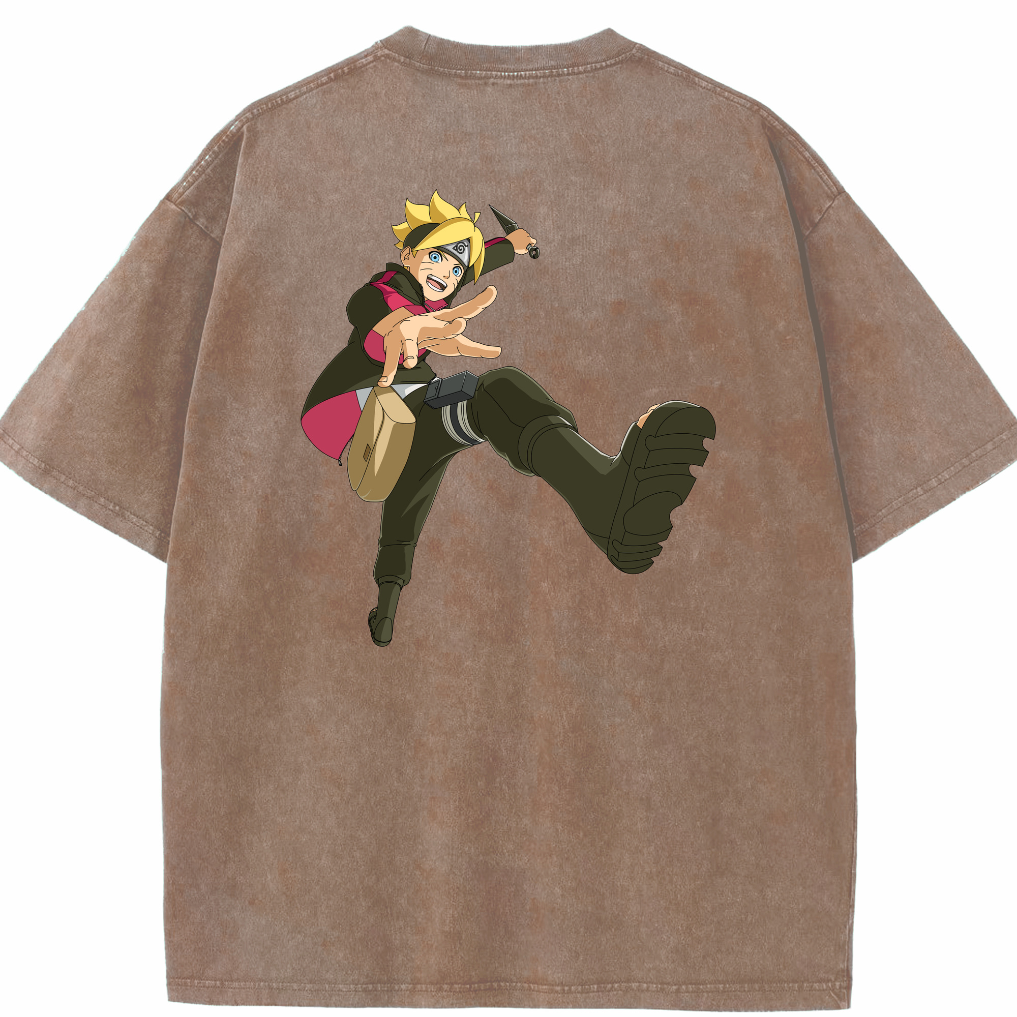 （画像用） NARUTO -ナルト- うずまき ボルト Uzumaki Boruto 綿100% ヴィンテージ風 半袖Tシャツ（背面プリント）