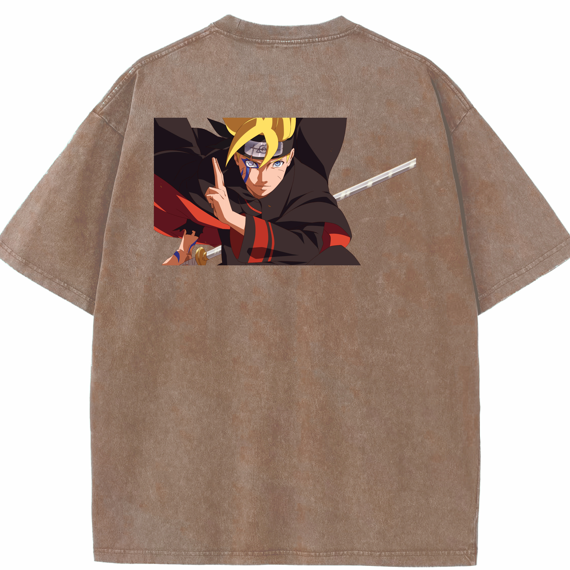 （画像用） NARUTO -ナルト- うずまき ボルト Uzumaki Boruto 綿100% ヴィンテージ風 半袖Tシャツ（背面プリント）