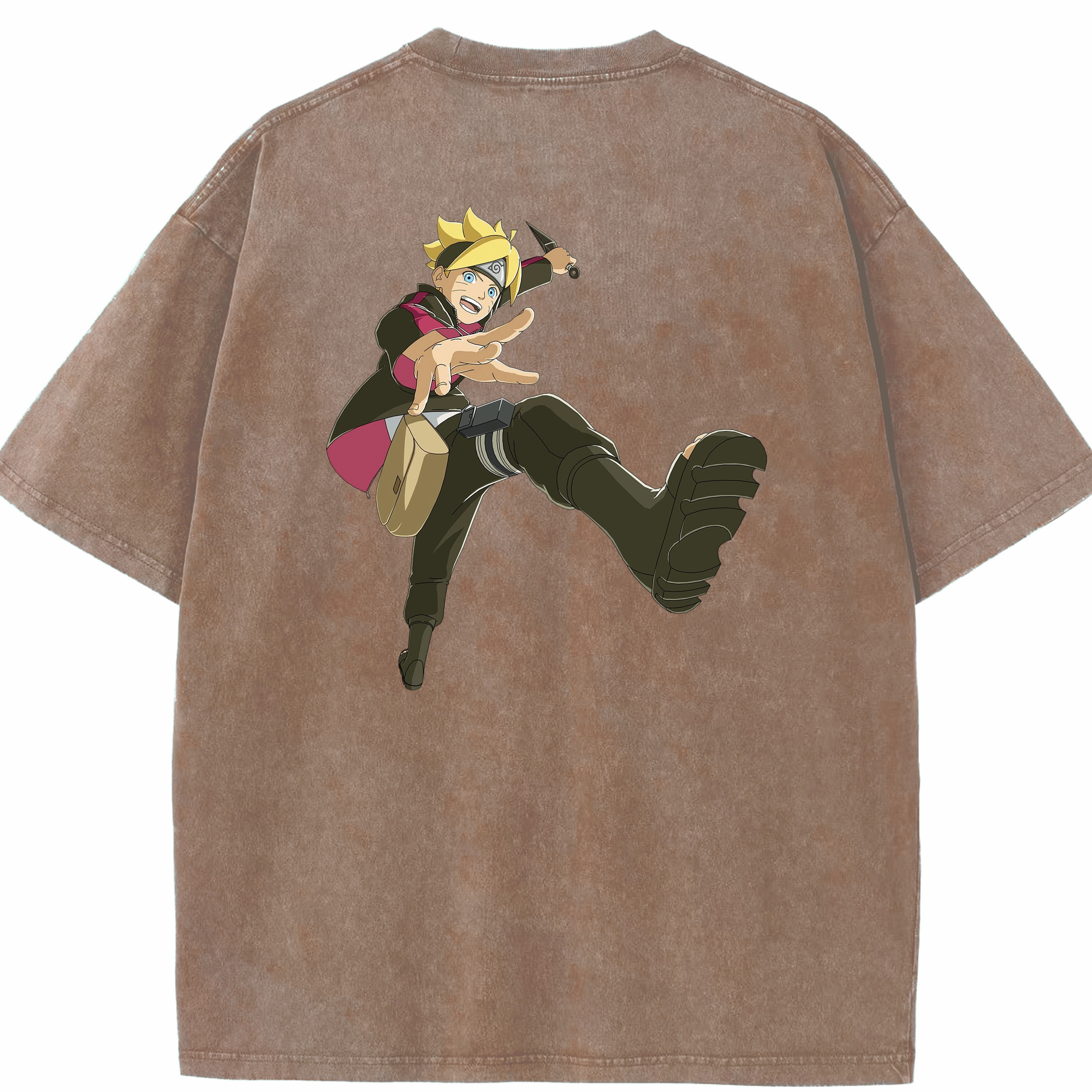 （画像用） NARUTO -ナルト- うずまき ボルト Uzumaki Boruto 綿100% ヴィンテージ風 半袖Tシャツ（背面プリント）