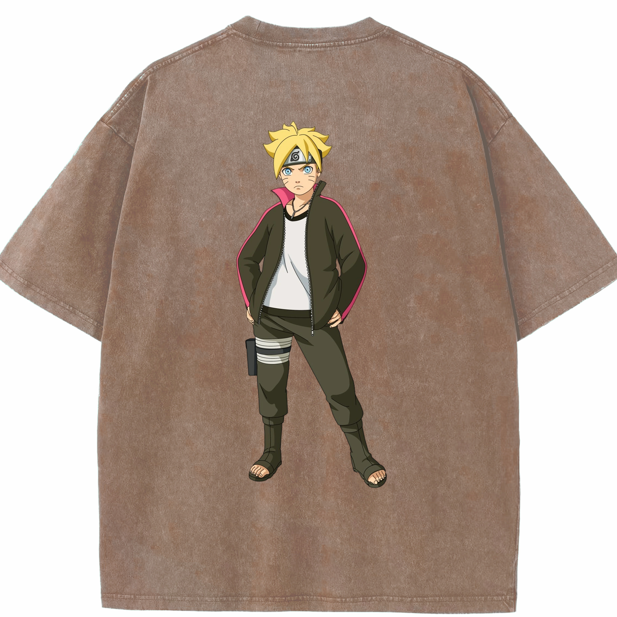 （画像用） NARUTO -ナルト- うずまき ボルト Uzumaki Boruto 綿100% ヴィンテージ風 半袖Tシャツ（背面プリント）