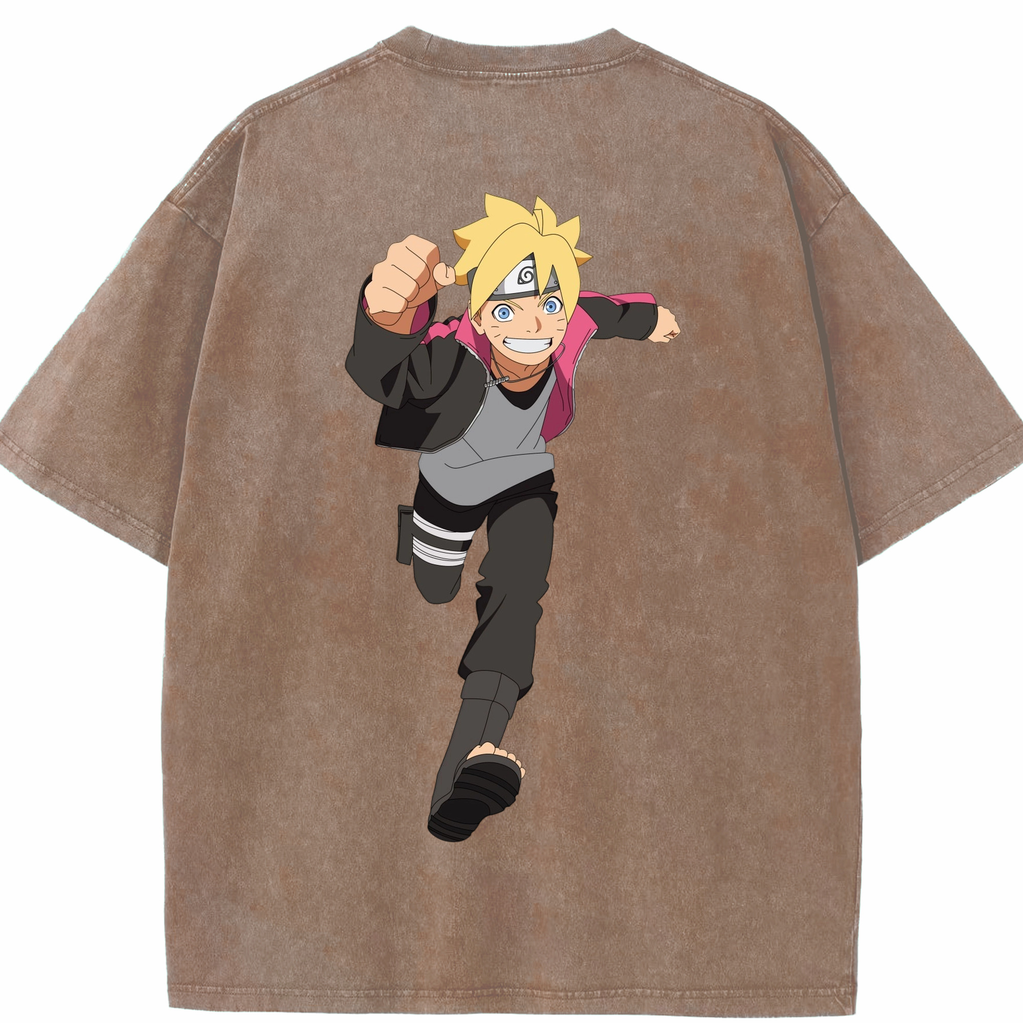 （画像用） NARUTO -ナルト- うずまき ボルト Uzumaki Boruto 綿100% ヴィンテージ風 半袖Tシャツ（背面プリント）