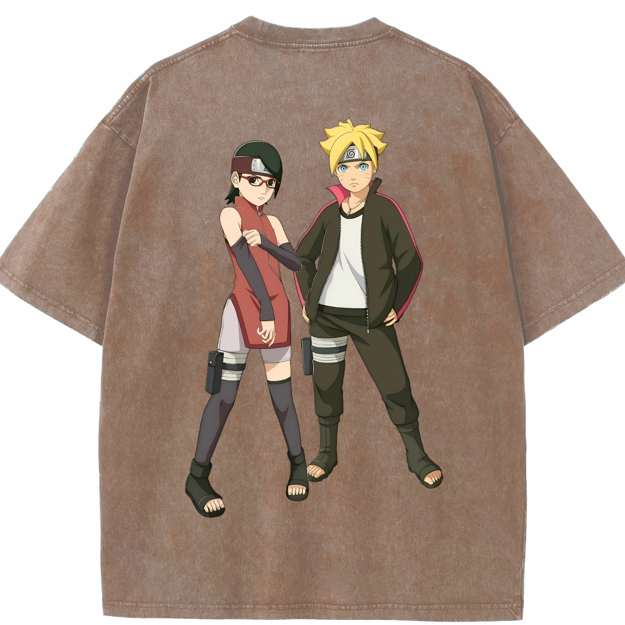 （画像用） NARUTO -ナルト- うずまき ボルト Uzumaki Boruto 綿100% ヴィンテージ風 半袖Tシャツ（背面プリント）
