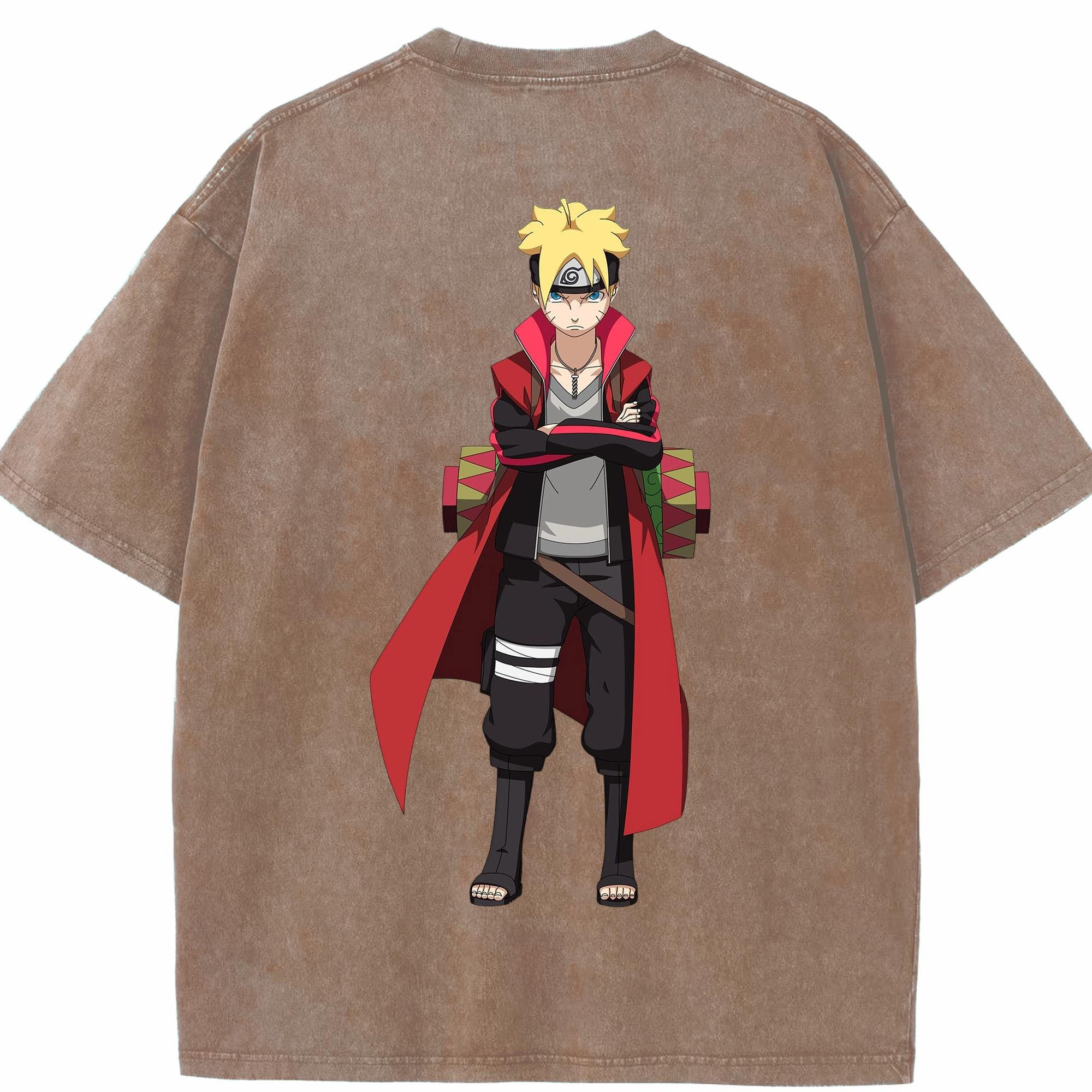 （画像用） NARUTO -ナルト- うずまき ボルト Uzumaki Boruto 綿100% ヴィンテージ風 半袖Tシャツ（背面プリント）
