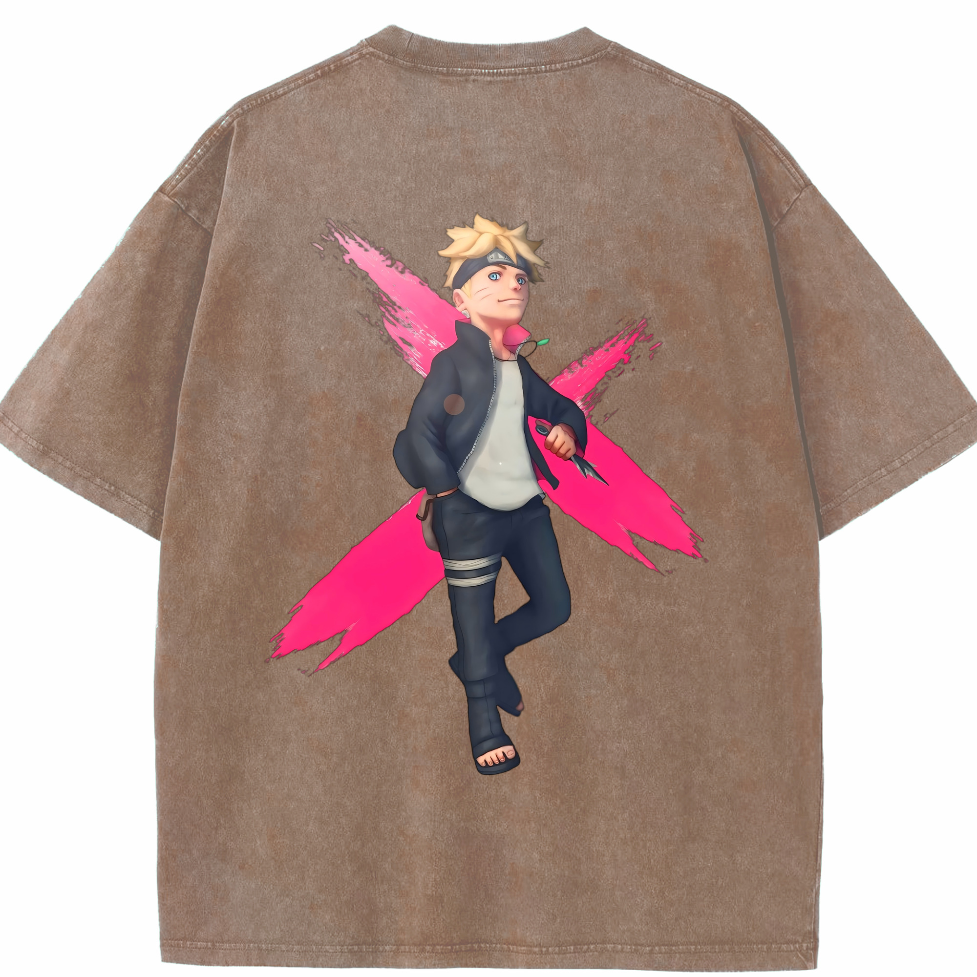 （画像用） NARUTO -ナルト- うずまき ボルト Uzumaki Boruto 綿100% ヴィンテージ風 半袖Tシャツ（背面プリント）
