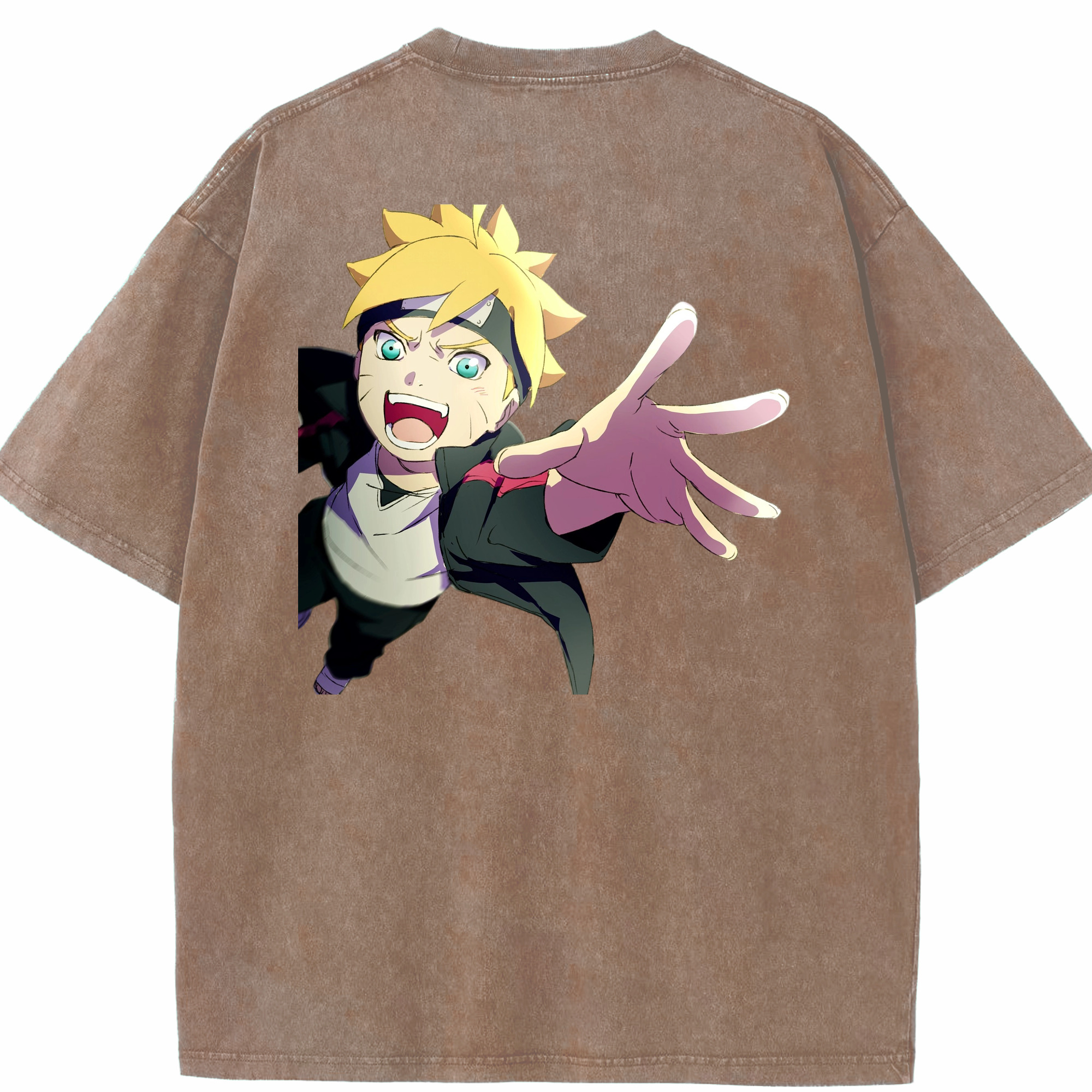 （画像用） NARUTO -ナルト- うずまき ボルト Uzumaki Boruto 綿100% ヴィンテージ風 半袖Tシャツ（背面プリント）