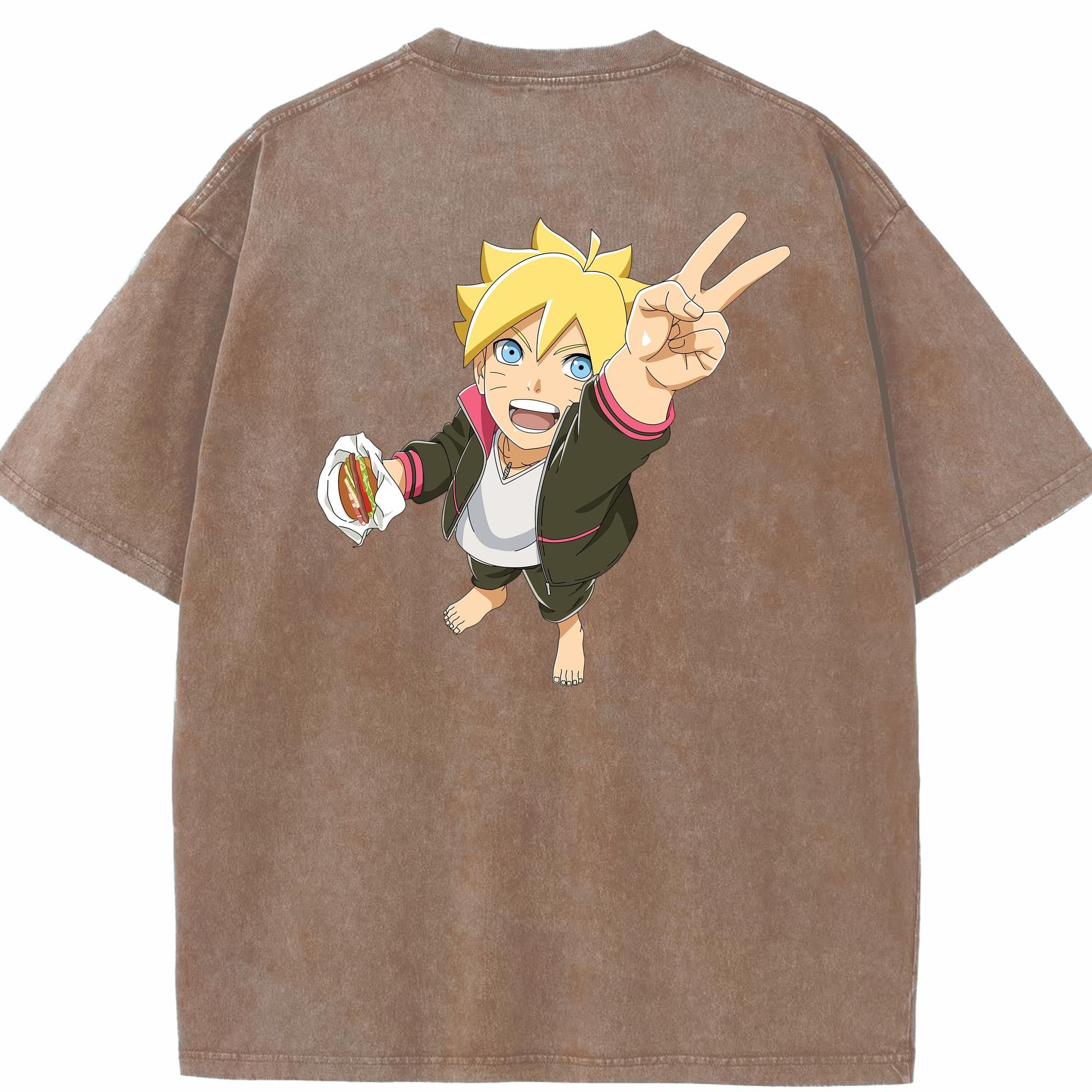 （画像用） NARUTO -ナルト- うずまき ボルト Uzumaki Boruto 綿100% ヴィンテージ風 半袖Tシャツ（背面プリント）