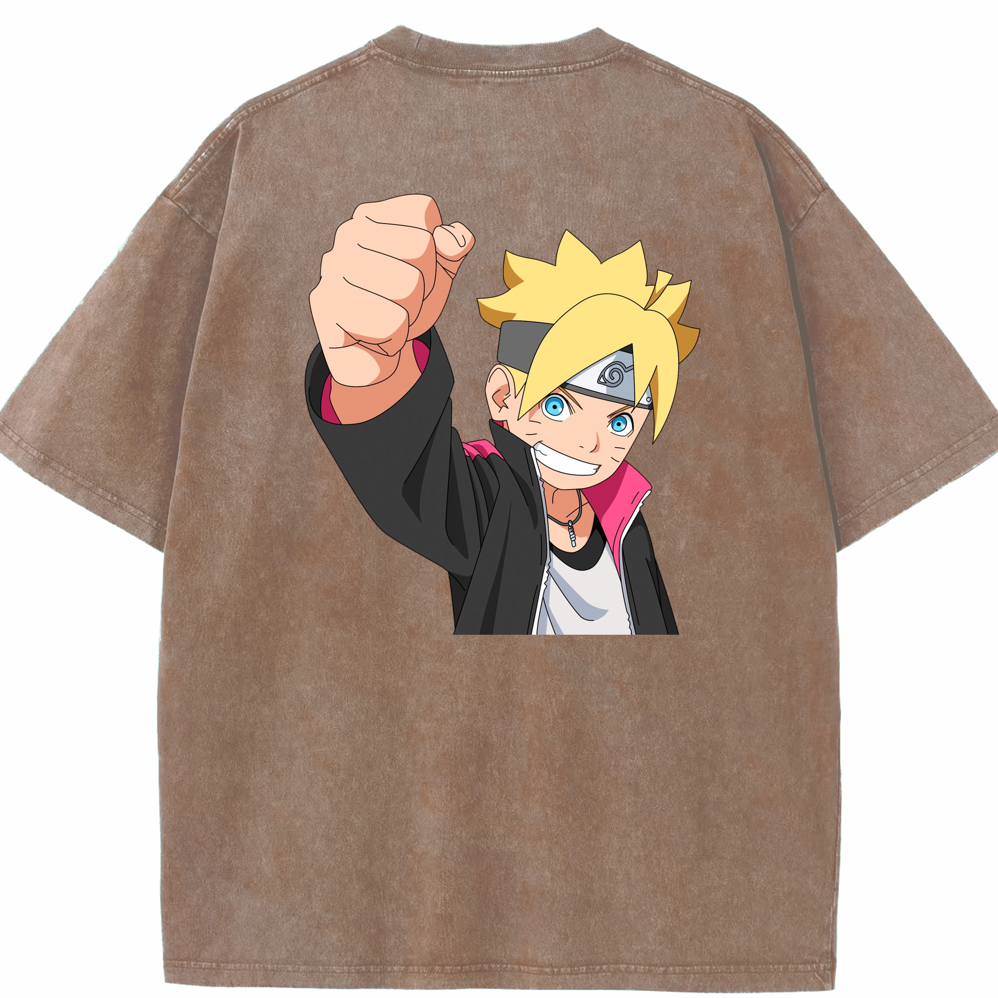 （画像用） NARUTO -ナルト- うずまき ボルト Uzumaki Boruto 綿100% ヴィンテージ風 半袖Tシャツ（背面プリント）