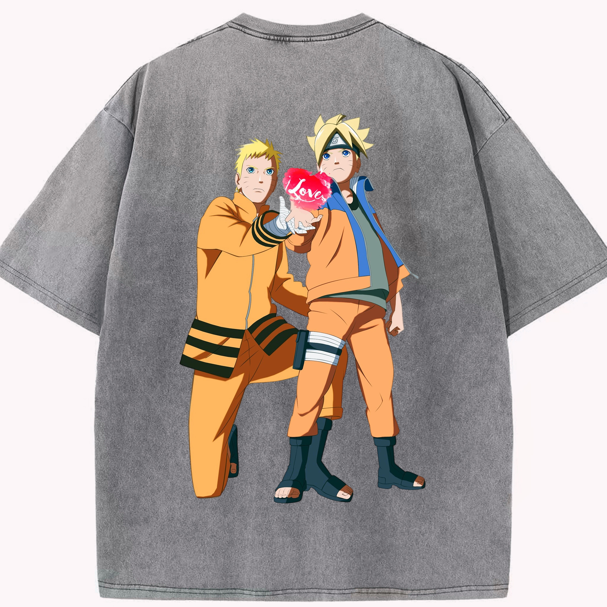（画像用） NARUTO -ナルト- うずまき ボルト Uzumaki Boruto 綿100% ヴィンテージ風 半袖Tシャツ（背面プリント）