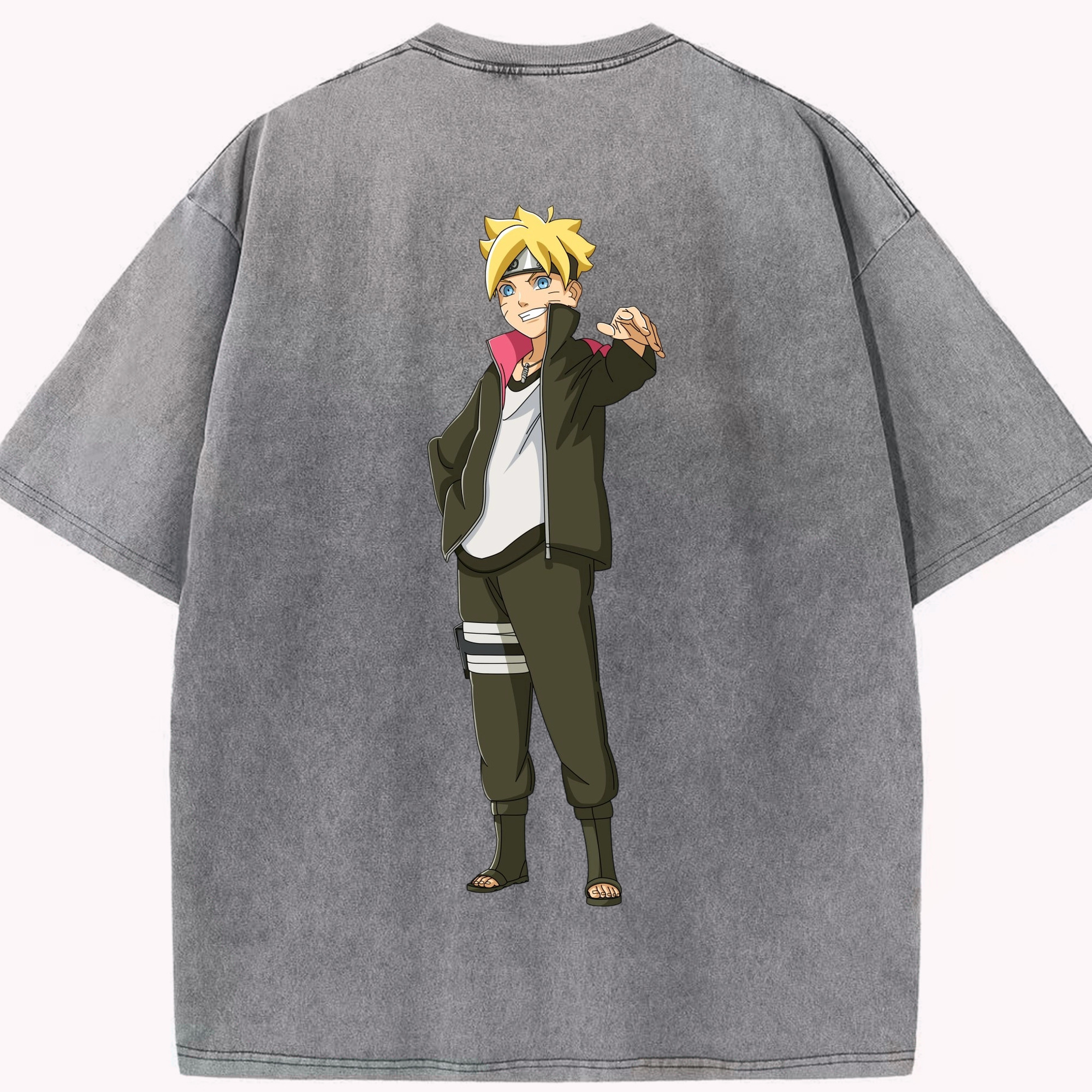 （画像用） NARUTO -ナルト- うずまき ボルト Uzumaki Boruto 綿100% ヴィンテージ風 半袖Tシャツ（背面プリント）