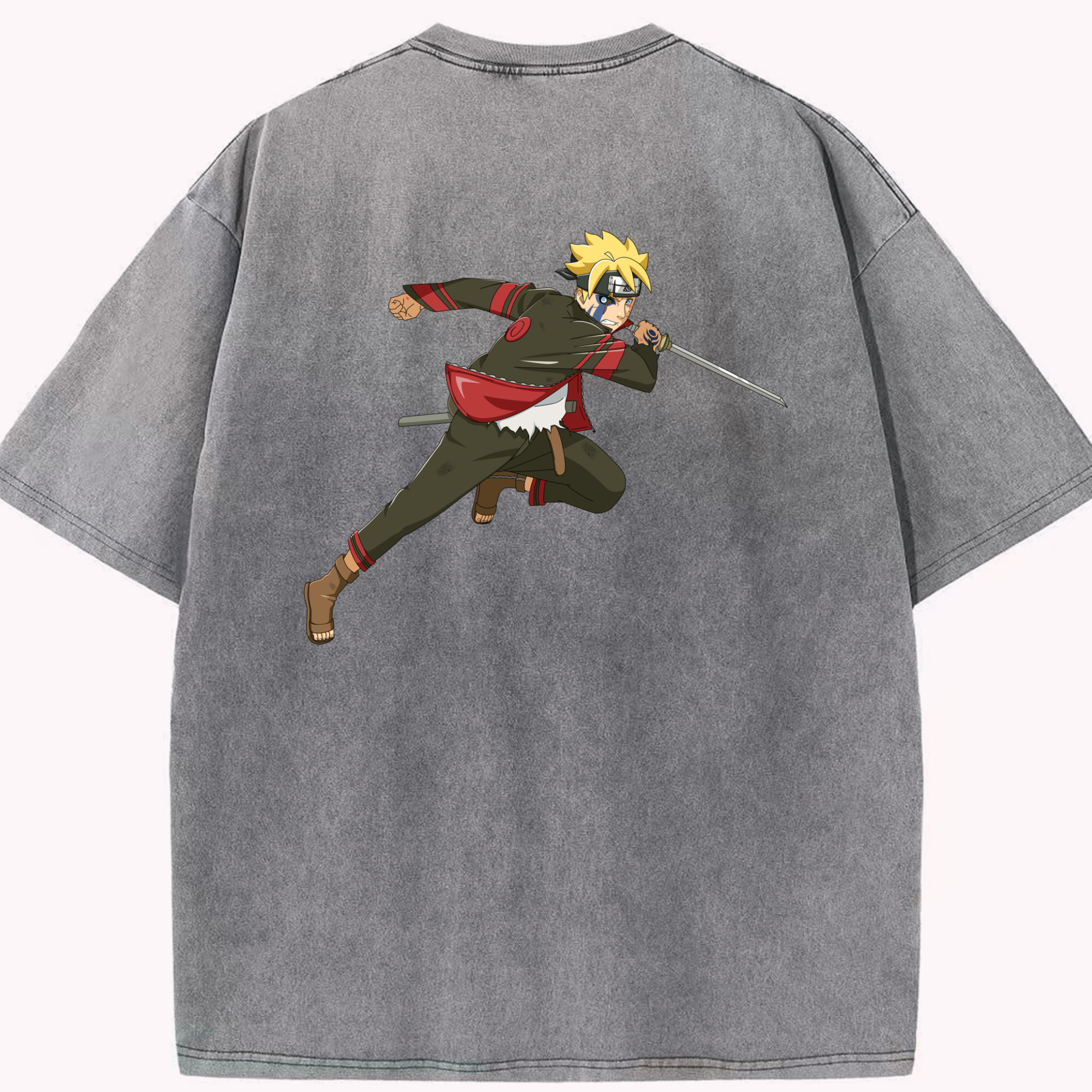 （画像用） NARUTO -ナルト- うずまき ボルト Uzumaki Boruto 綿100% ヴィンテージ風 半袖Tシャツ（背面プリント）
