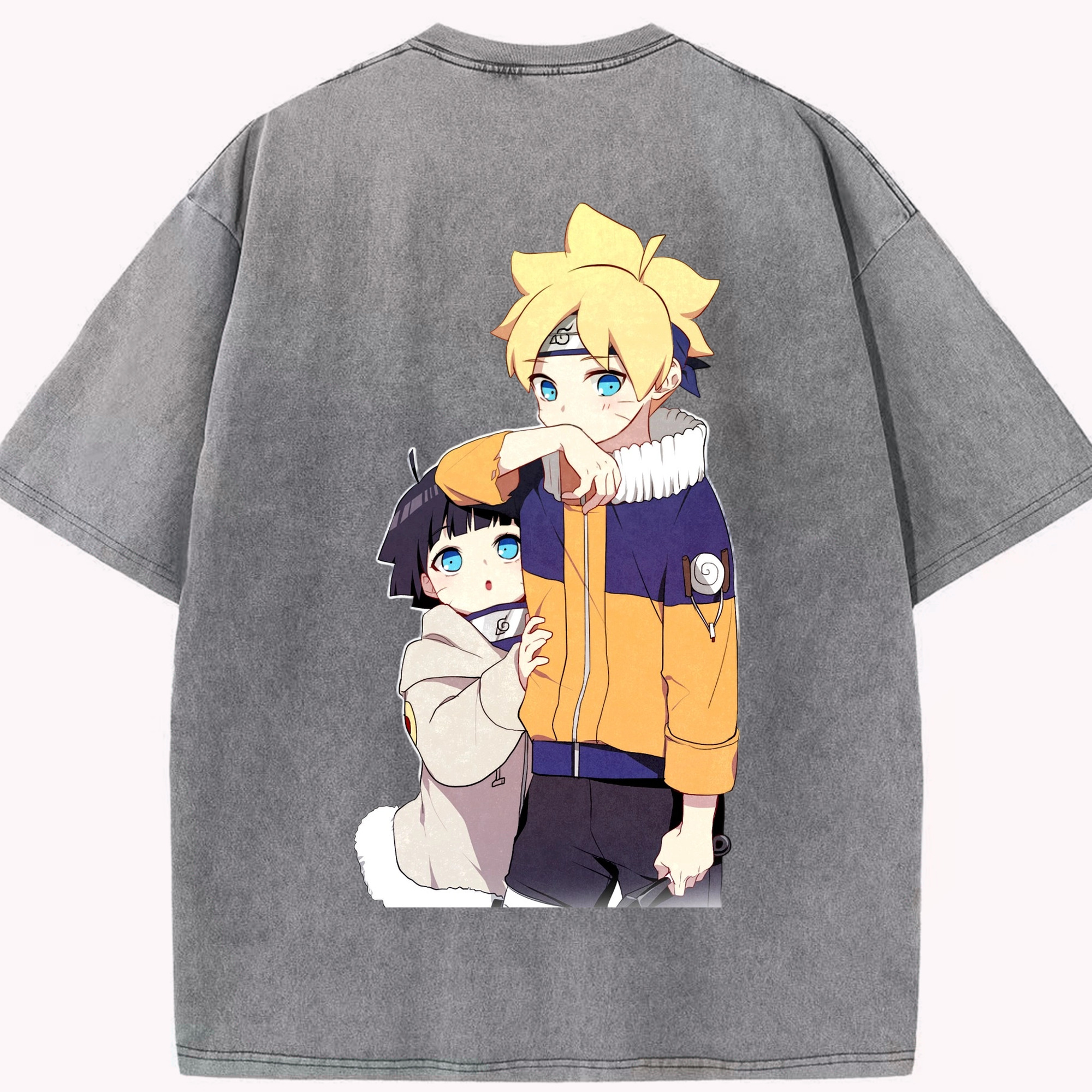 （画像用） NARUTO -ナルト- うずまき ボルト Uzumaki Boruto 綿100% ヴィンテージ風 半袖Tシャツ（背面プリント）