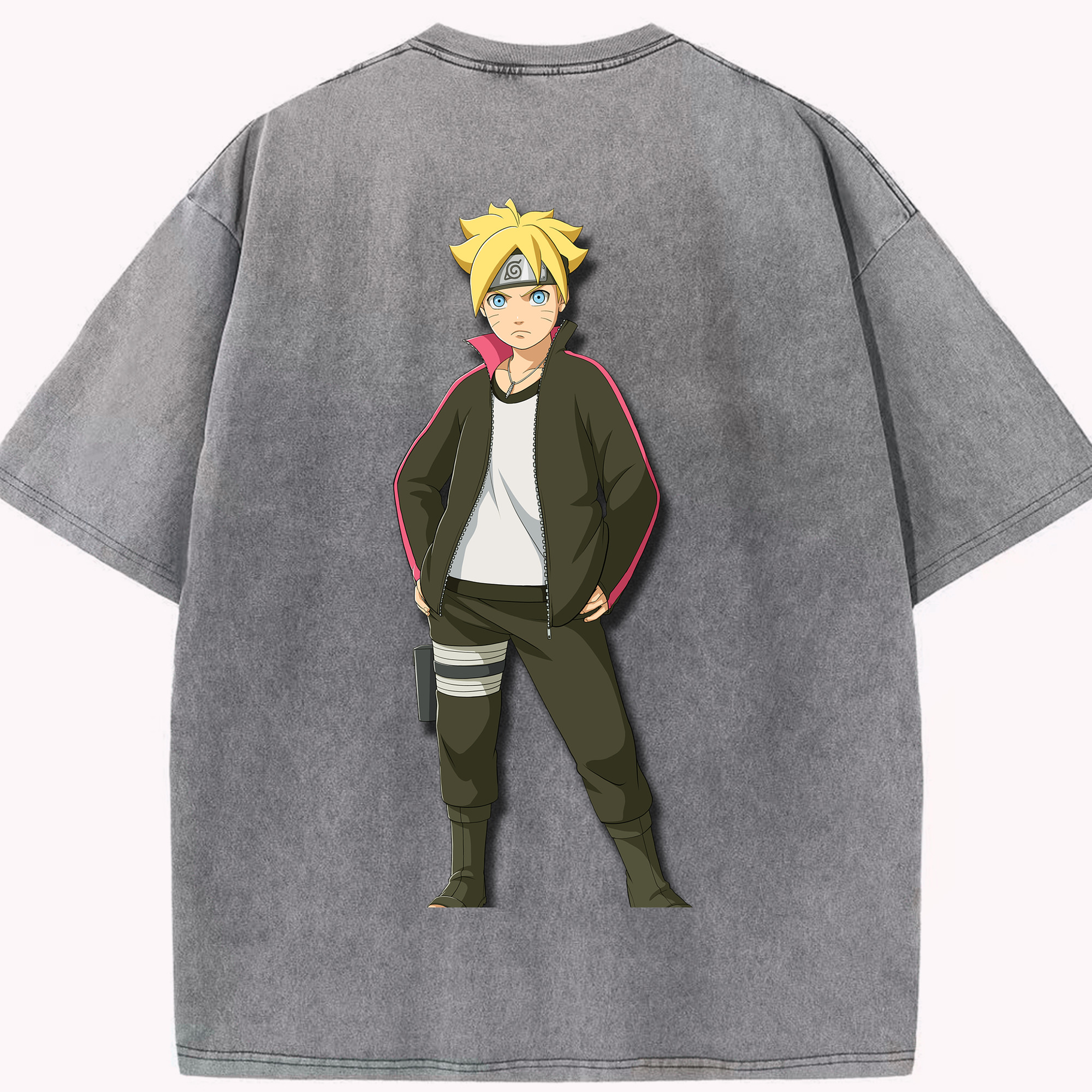 （画像用） NARUTO -ナルト- うずまき ボルト Uzumaki Boruto 綿100% ヴィンテージ風 半袖Tシャツ（背面プリント）