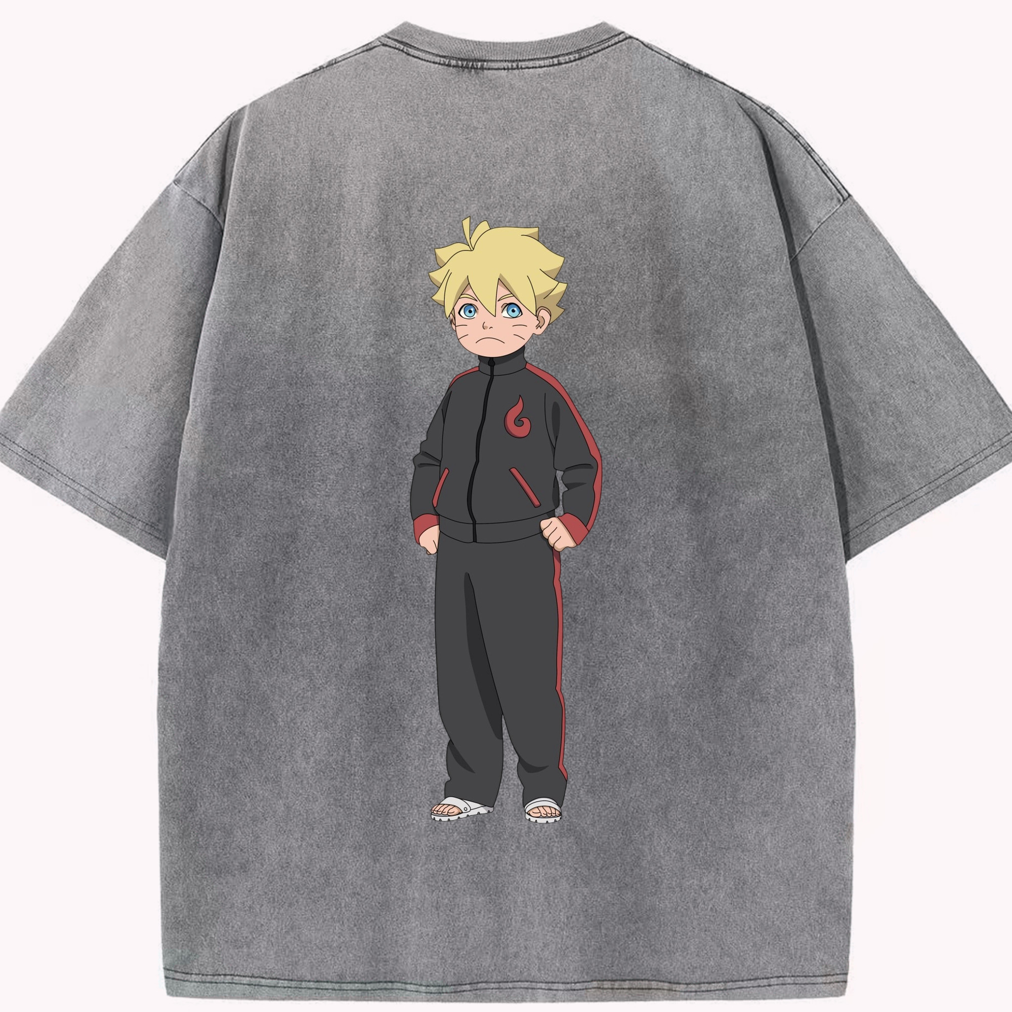 （画像用） NARUTO -ナルト- うずまき ボルト Uzumaki Boruto 綿100% ヴィンテージ風 半袖Tシャツ（背面プリント）