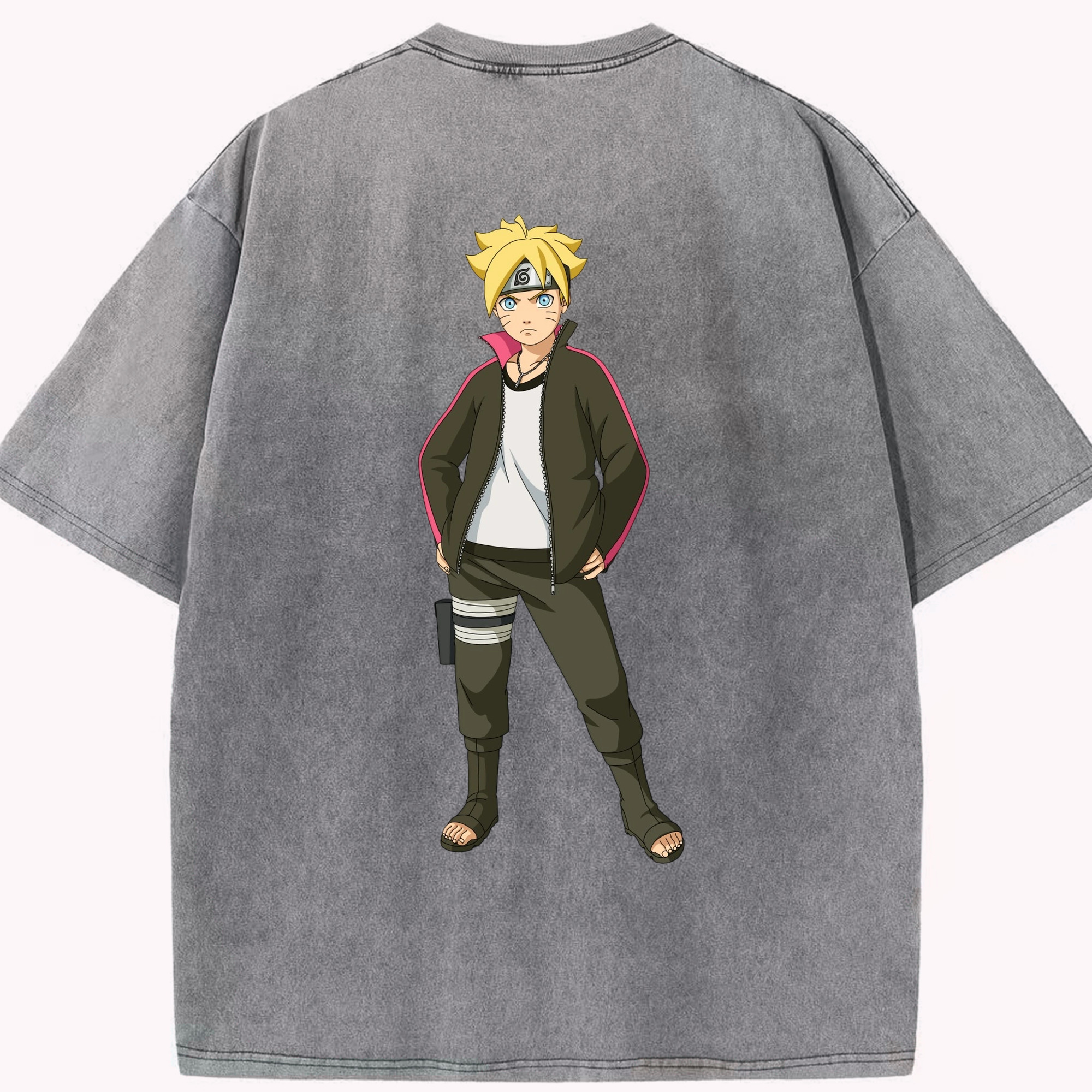 （画像用） NARUTO -ナルト- うずまき ボルト Uzumaki Boruto 綿100% ヴィンテージ風 半袖Tシャツ（背面プリント）