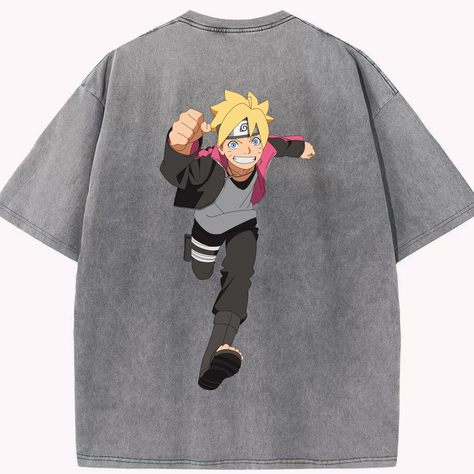 （画像用） NARUTO -ナルト- うずまき ボルト Uzumaki Boruto 綿100% ヴィンテージ風 半袖Tシャツ（背面プリント）