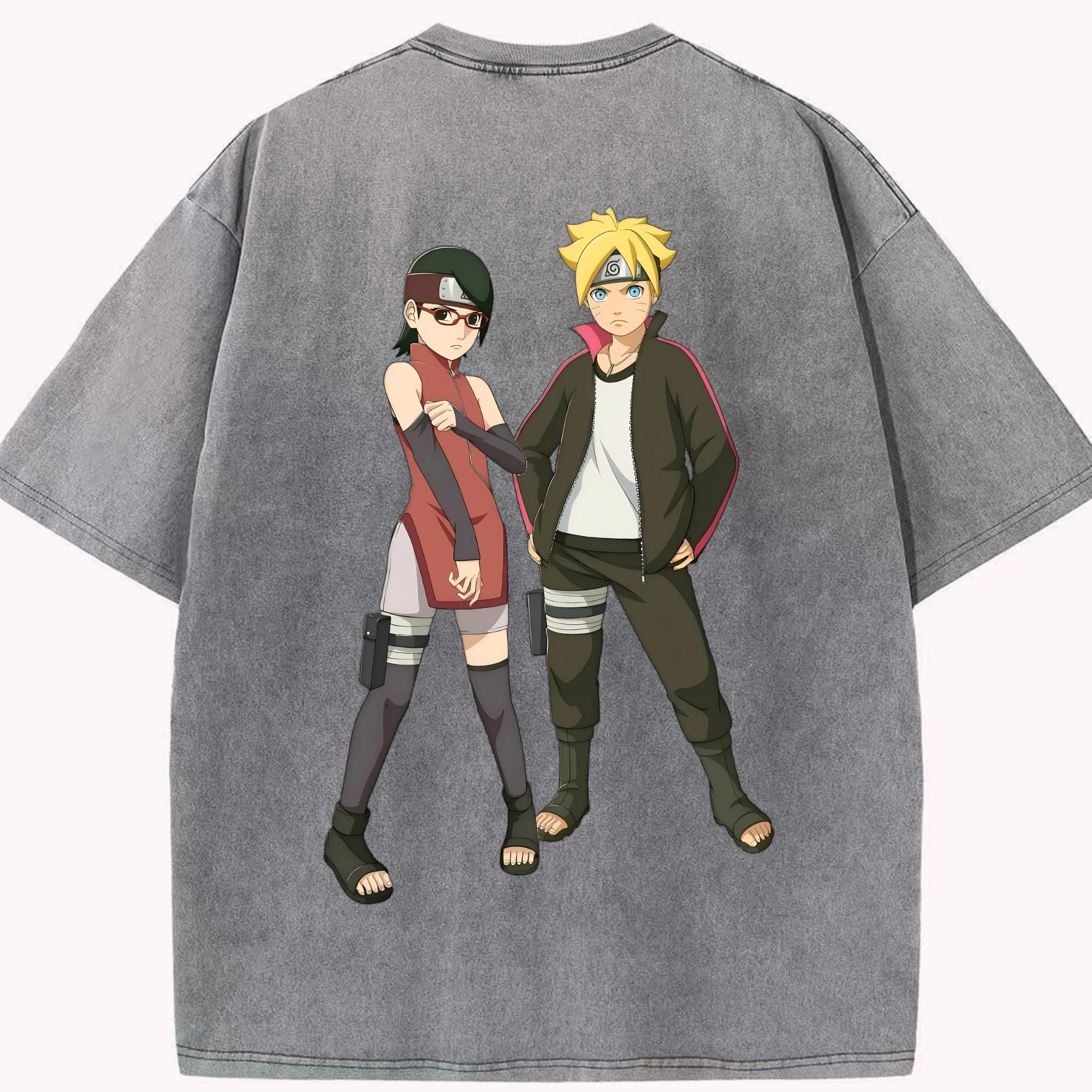 （画像用） NARUTO -ナルト- うずまき ボルト Uzumaki Boruto 綿100% ヴィンテージ風 半袖Tシャツ（背面プリント）