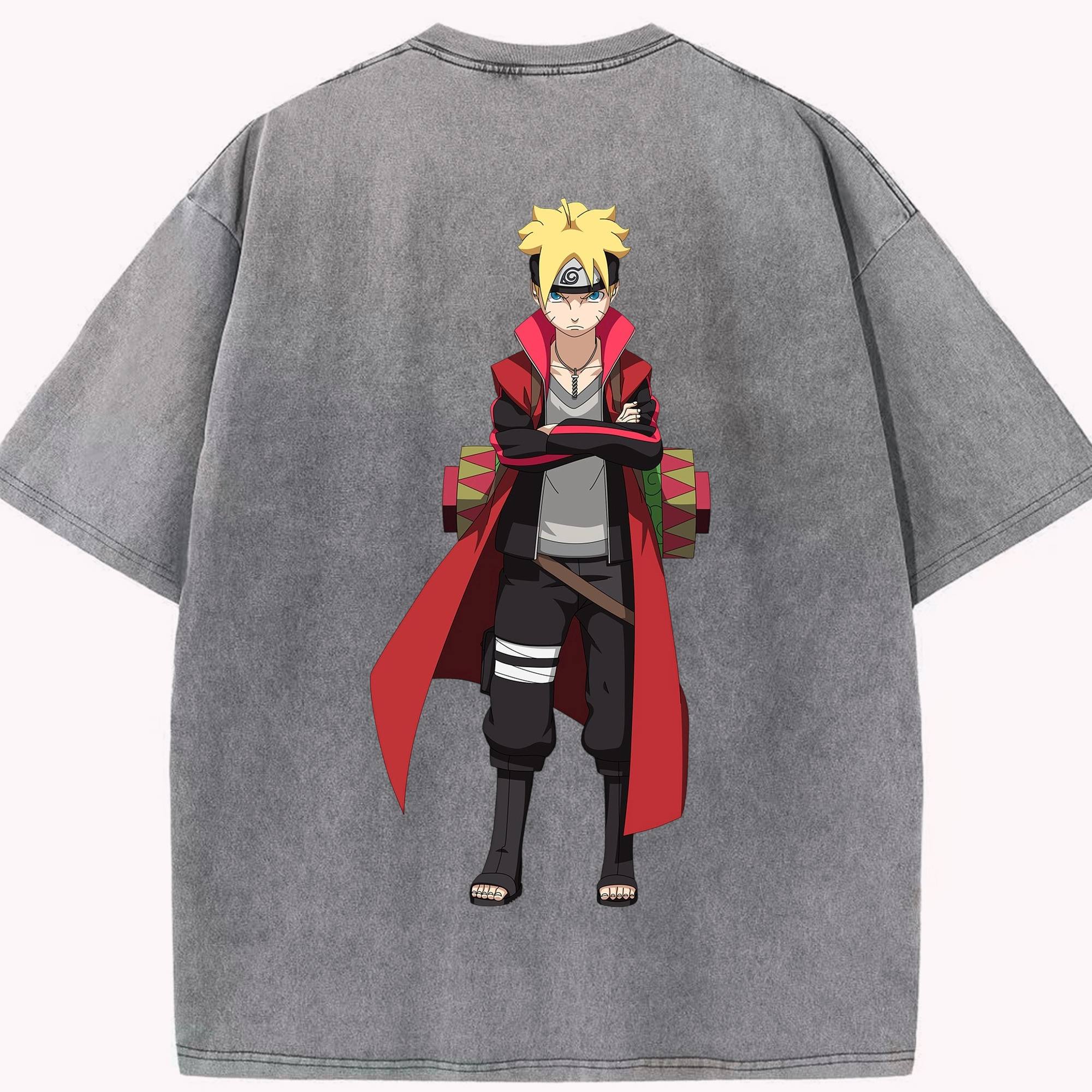 （画像用） NARUTO -ナルト- うずまき ボルト Uzumaki Boruto 綿100% ヴィンテージ風 半袖Tシャツ（背面プリント）