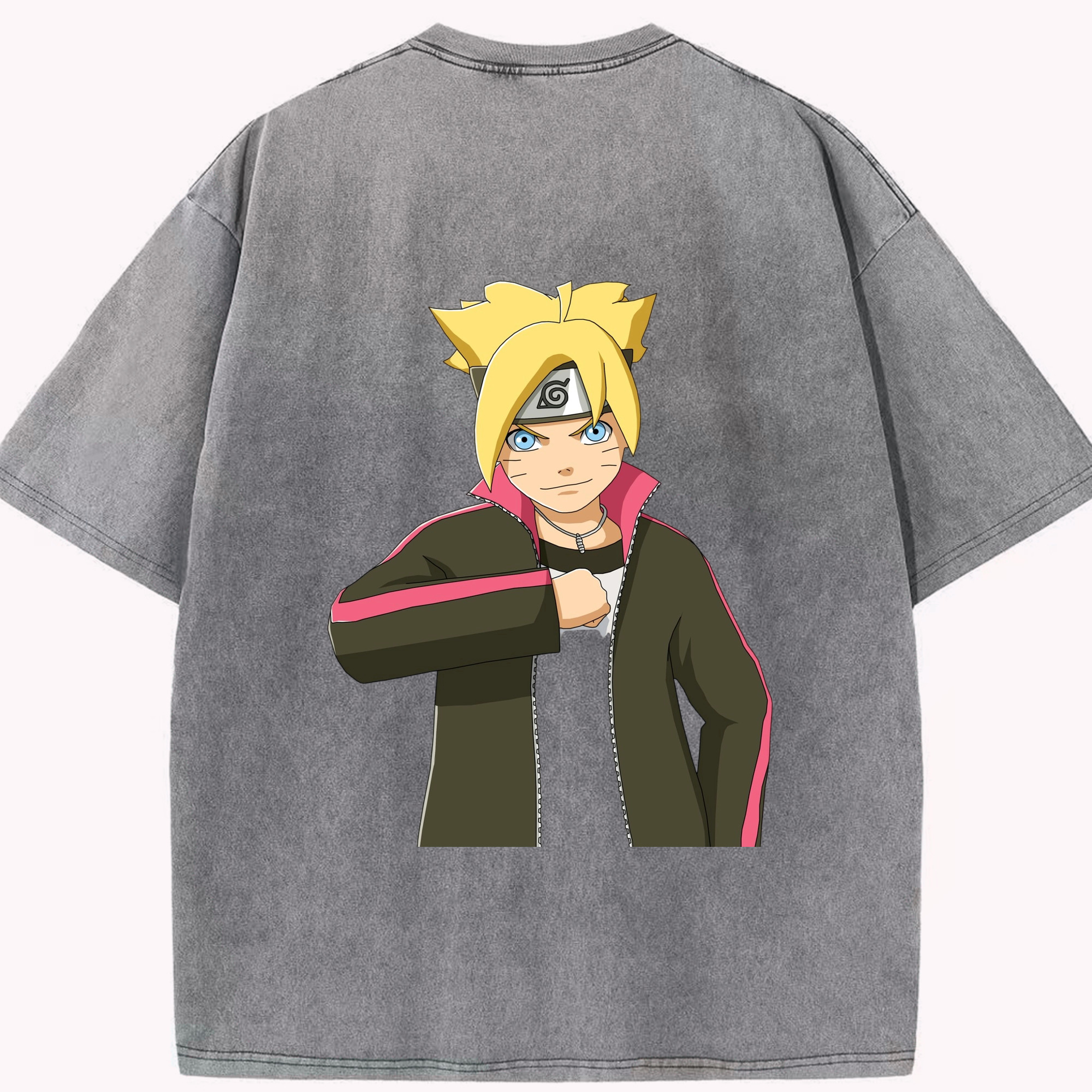 （画像用） NARUTO -ナルト- うずまき ボルト Uzumaki Boruto 綿100% ヴィンテージ風 半袖Tシャツ（背面プリント）