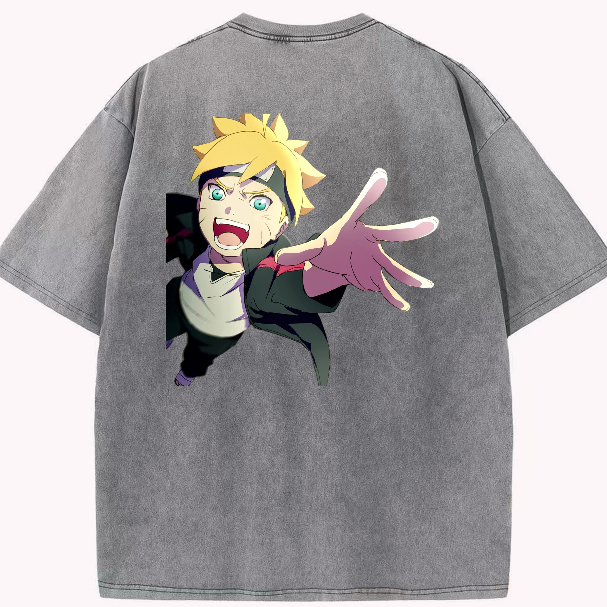 （画像用） NARUTO -ナルト- うずまき ボルト Uzumaki Boruto 綿100% ヴィンテージ風 半袖Tシャツ（背面プリント）