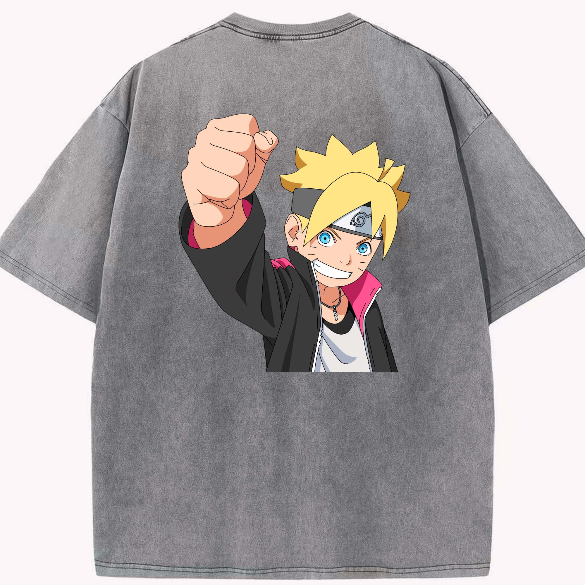（画像用） NARUTO -ナルト- うずまき ボルト Uzumaki Boruto 綿100% ヴィンテージ風 半袖Tシャツ（背面プリント）
