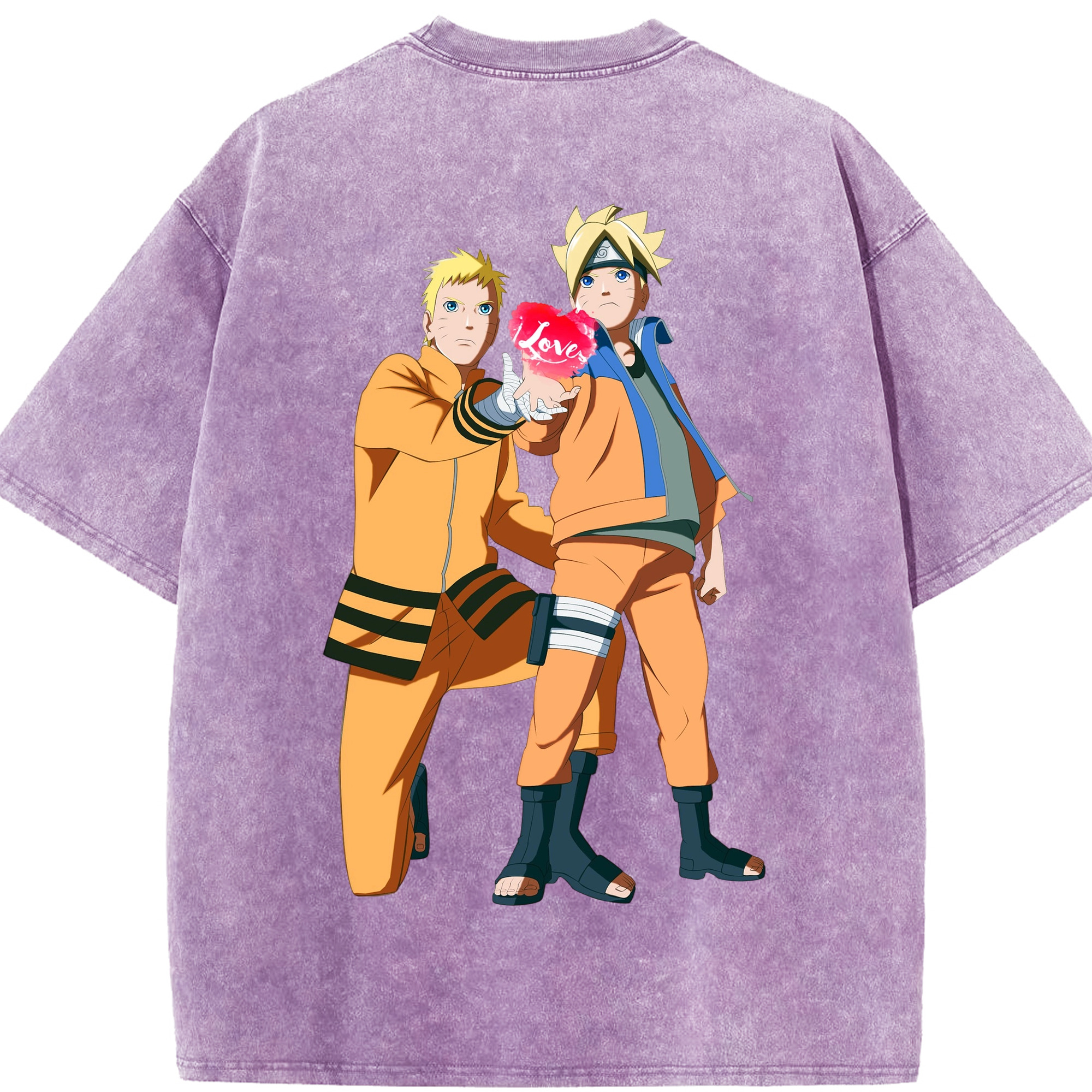 （画像用） NARUTO -ナルト- うずまき ボルト Uzumaki Boruto 綿100% ヴィンテージ風 半袖Tシャツ（背面プリント）