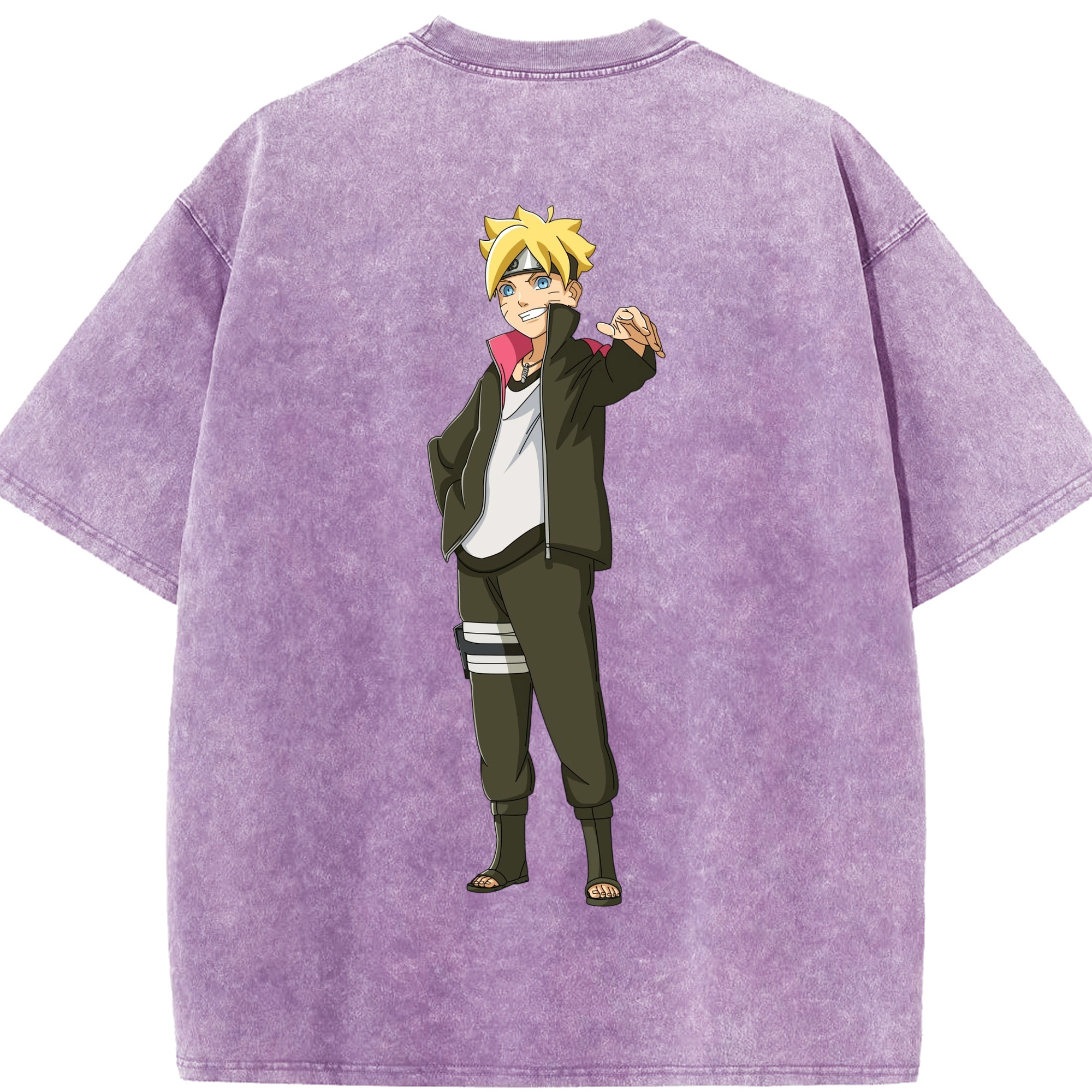（画像用） NARUTO -ナルト- うずまき ボルト Uzumaki Boruto 綿100% ヴィンテージ風 半袖Tシャツ（背面プリント）