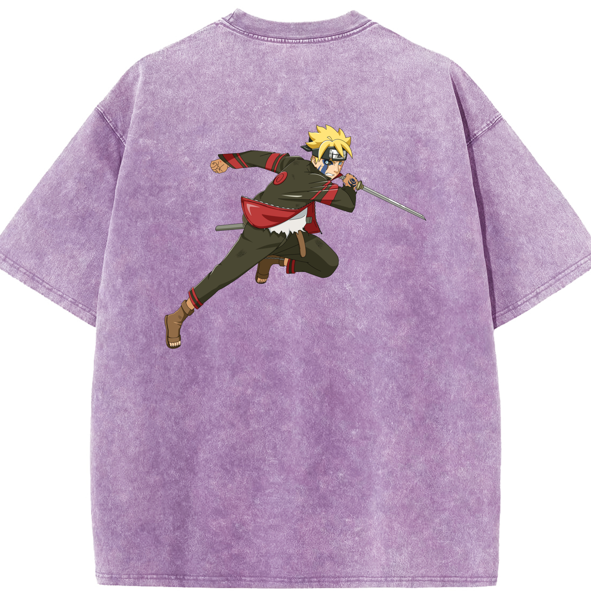 （画像用） NARUTO -ナルト- うずまき ボルト Uzumaki Boruto 綿100% ヴィンテージ風 半袖Tシャツ（背面プリント）