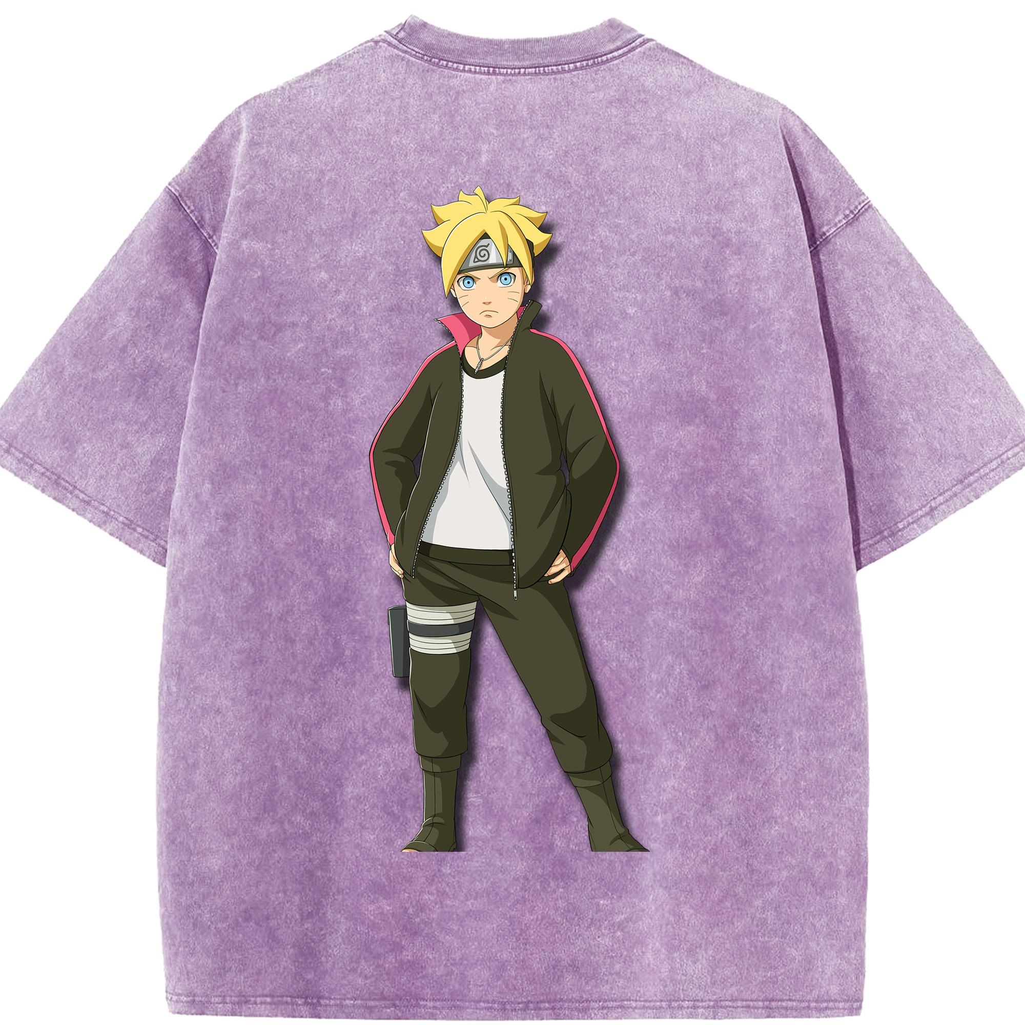 （画像用） NARUTO -ナルト- うずまき ボルト Uzumaki Boruto 綿100% ヴィンテージ風 半袖Tシャツ（背面プリント）