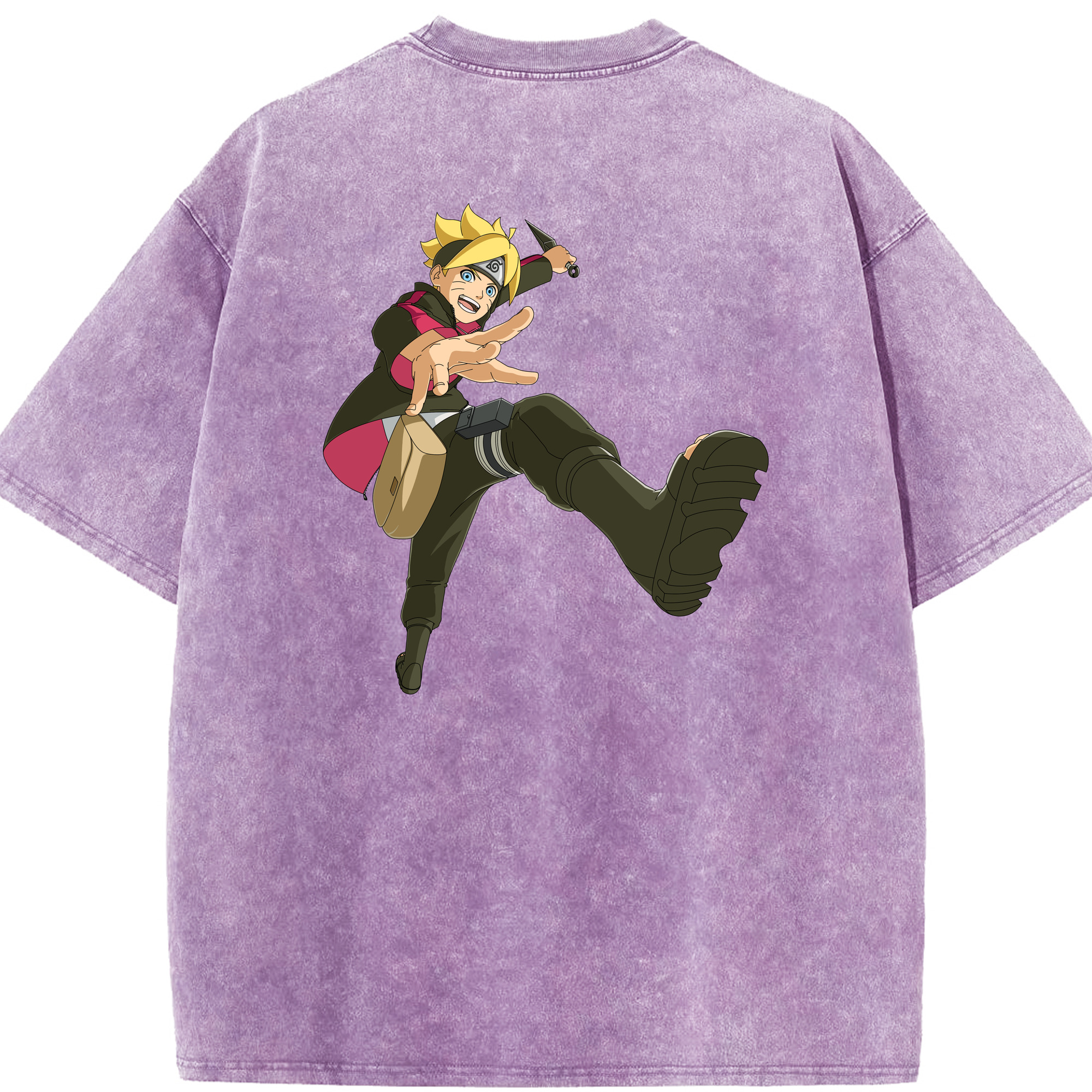 （画像用） NARUTO -ナルト- うずまき ボルト Uzumaki Boruto 綿100% ヴィンテージ風 半袖Tシャツ（背面プリント）