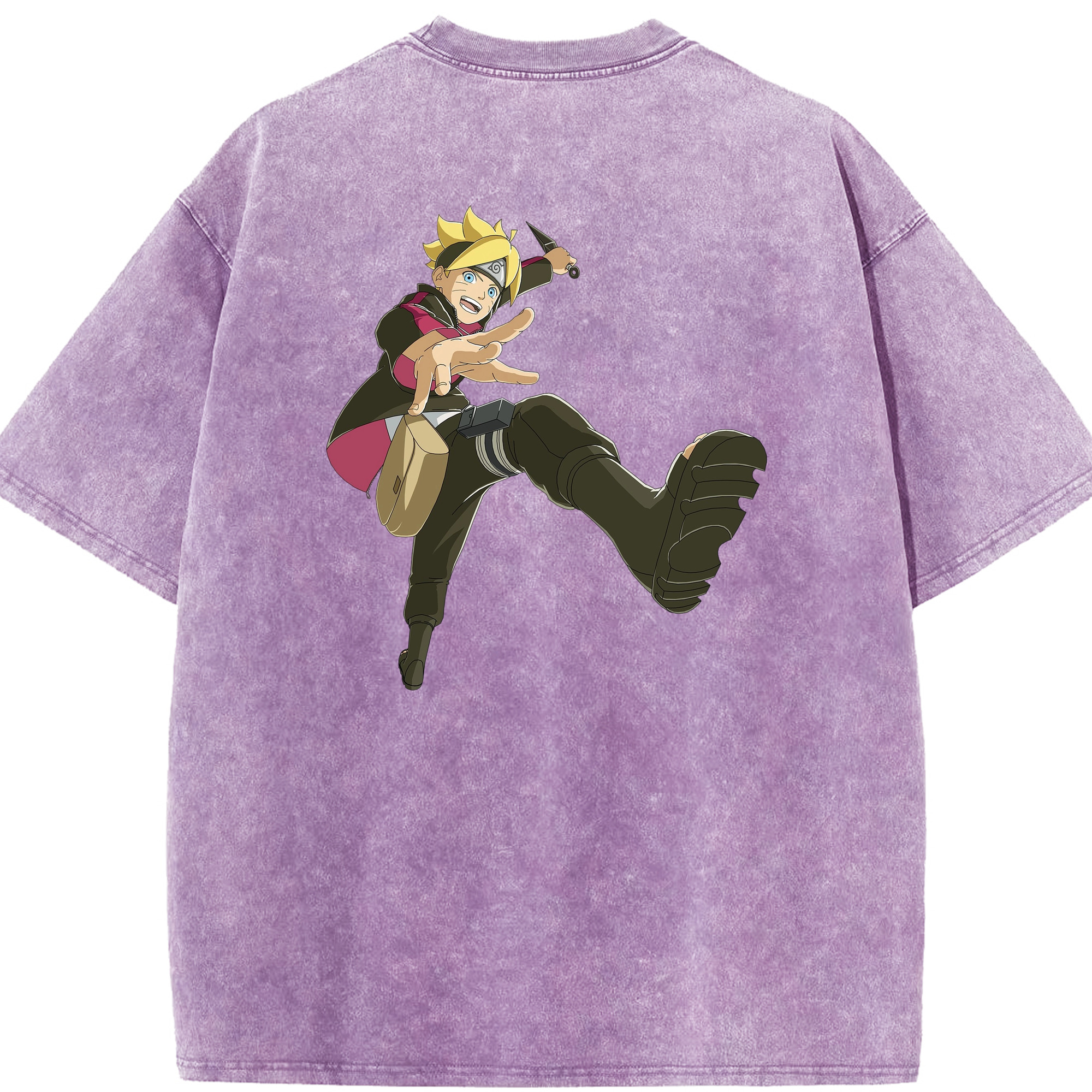 （画像用） NARUTO -ナルト- うずまき ボルト Uzumaki Boruto 綿100% ヴィンテージ風 半袖Tシャツ（背面プリント）