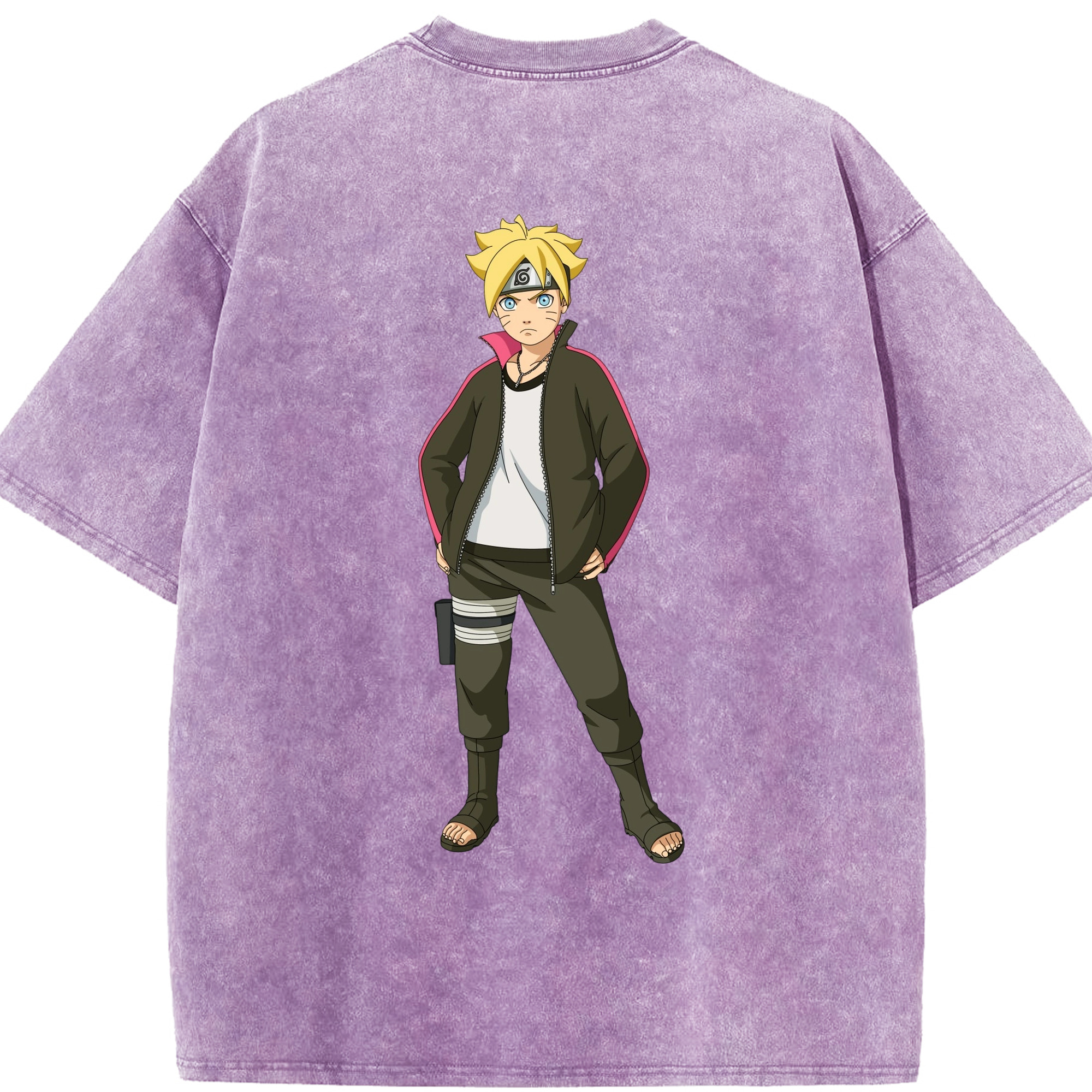 （画像用） NARUTO -ナルト- うずまき ボルト Uzumaki Boruto 綿100% ヴィンテージ風 半袖Tシャツ（背面プリント）