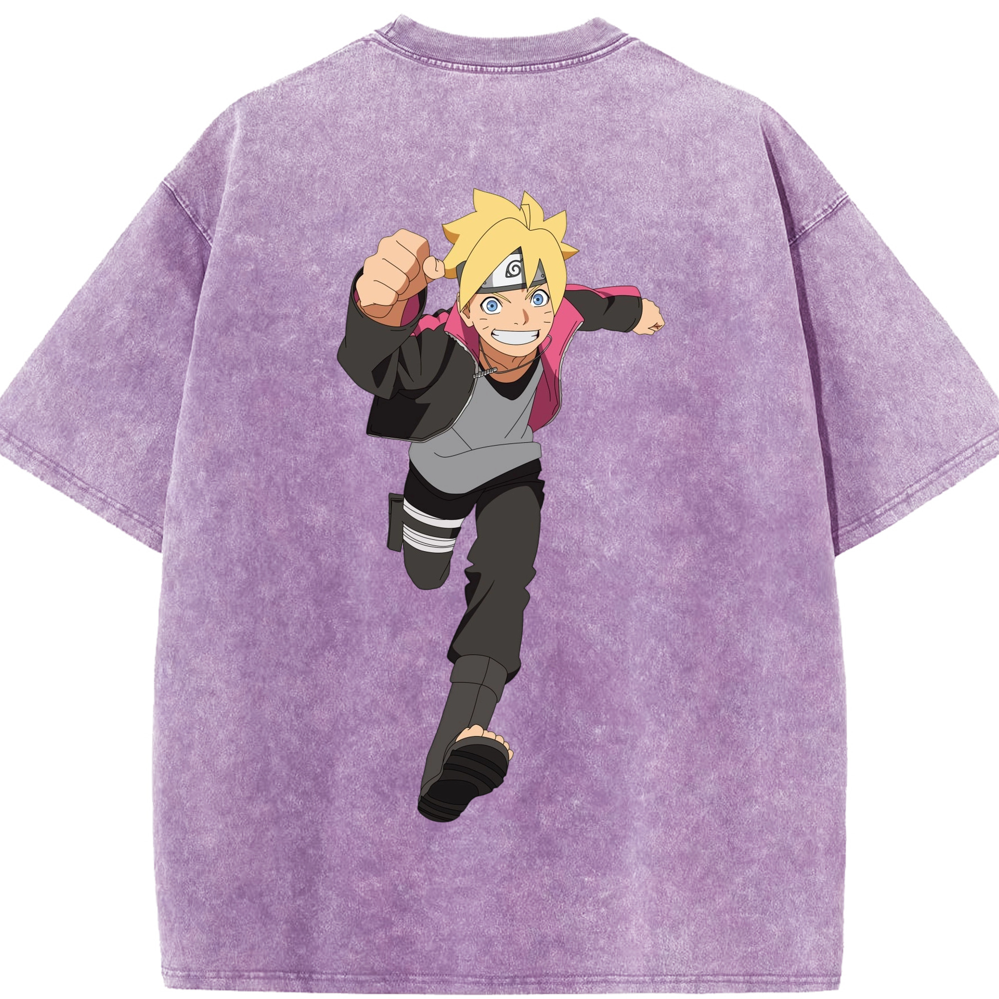 （画像用） NARUTO -ナルト- うずまき ボルト Uzumaki Boruto 綿100% ヴィンテージ風 半袖Tシャツ（背面プリント）