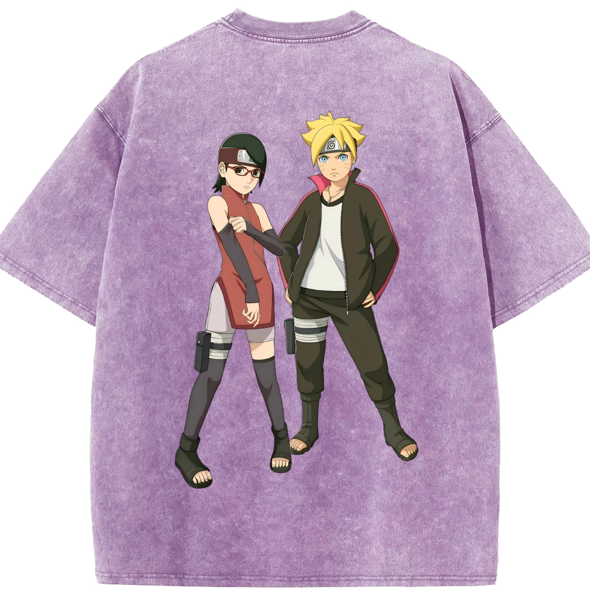 （画像用） NARUTO -ナルト- うずまき ボルト Uzumaki Boruto 綿100% ヴィンテージ風 半袖Tシャツ（背面プリント）