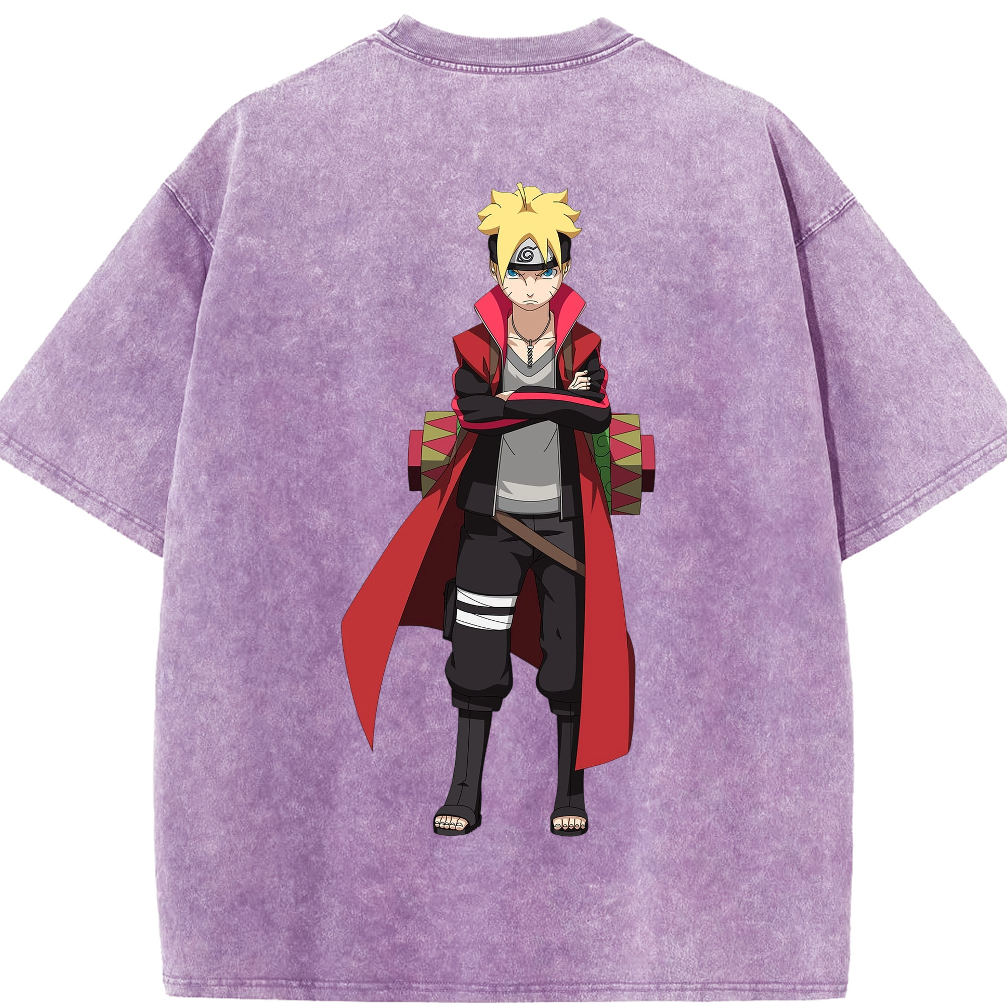 （画像用） NARUTO -ナルト- うずまき ボルト Uzumaki Boruto 綿100% ヴィンテージ風 半袖Tシャツ（背面プリント）