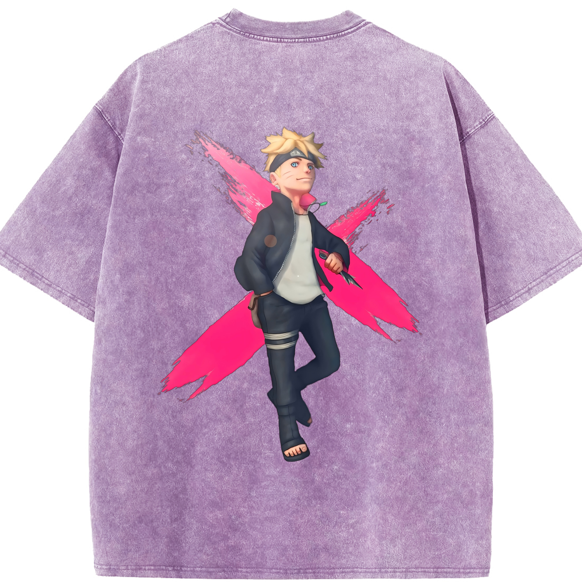 （画像用） NARUTO -ナルト- うずまき ボルト Uzumaki Boruto 綿100% ヴィンテージ風 半袖Tシャツ（背面プリント）