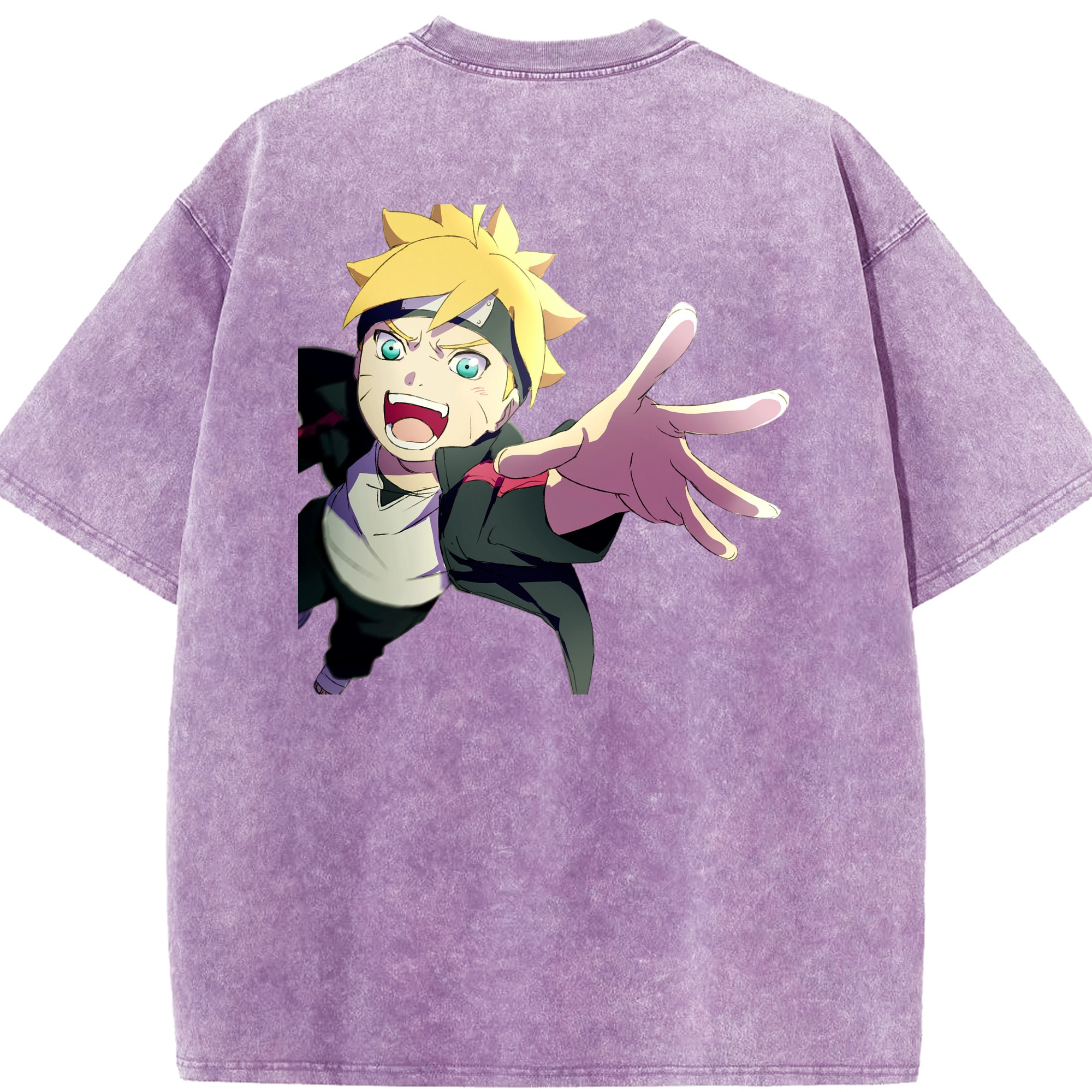 （画像用） NARUTO -ナルト- うずまき ボルト Uzumaki Boruto 綿100% ヴィンテージ風 半袖Tシャツ（背面プリント）